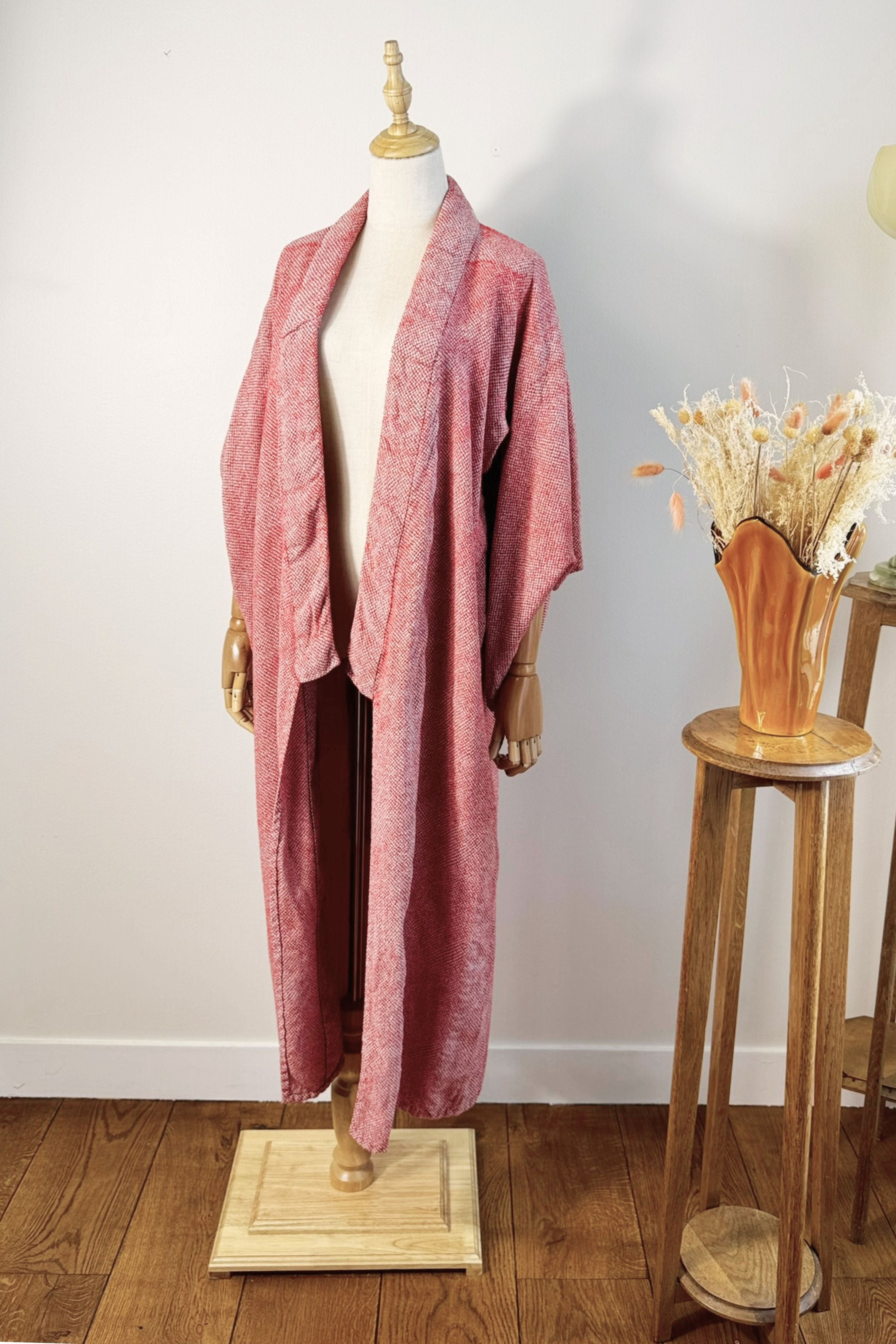 Kimono long épais rouge