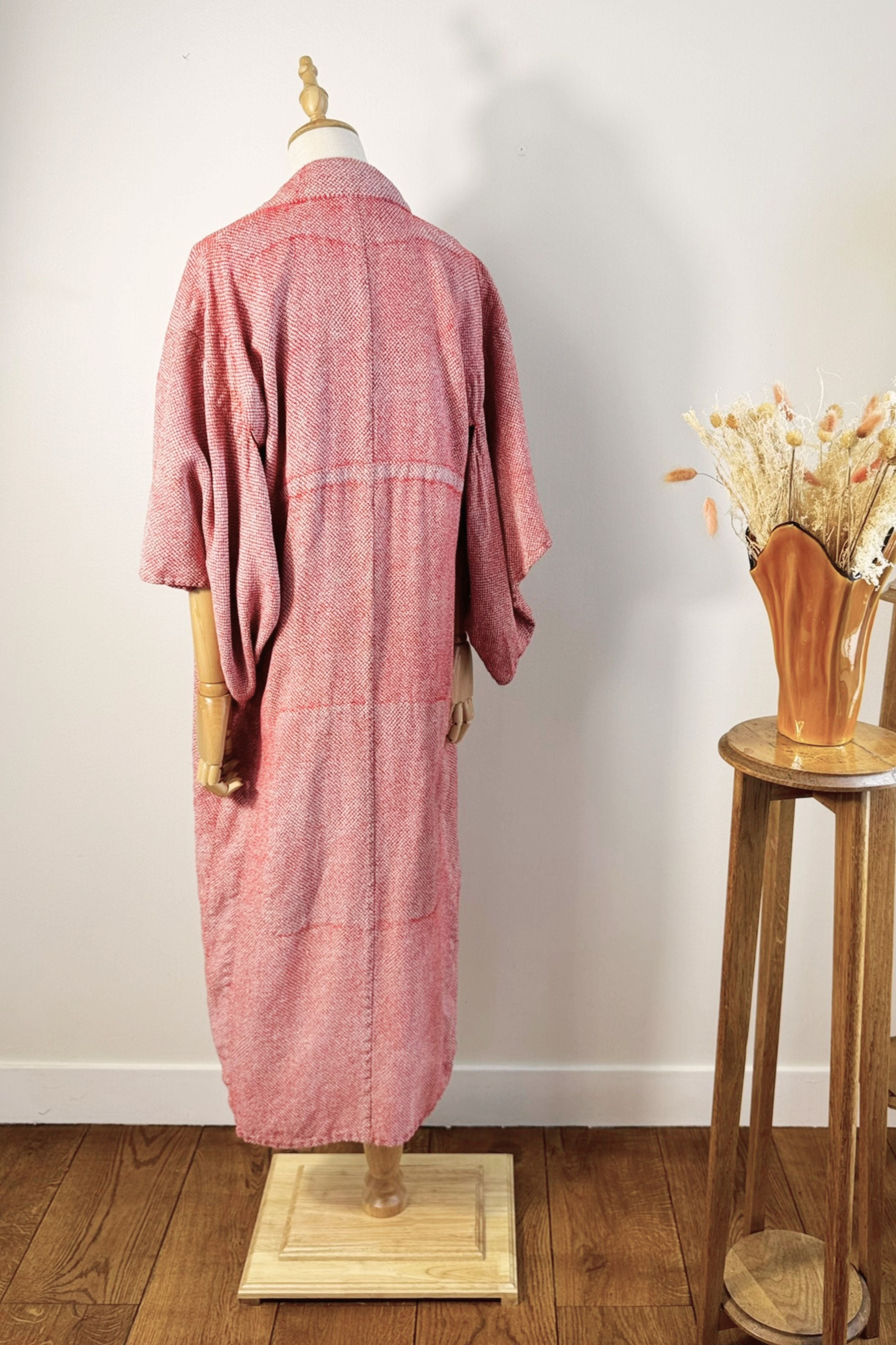 Kimono long épais rouge