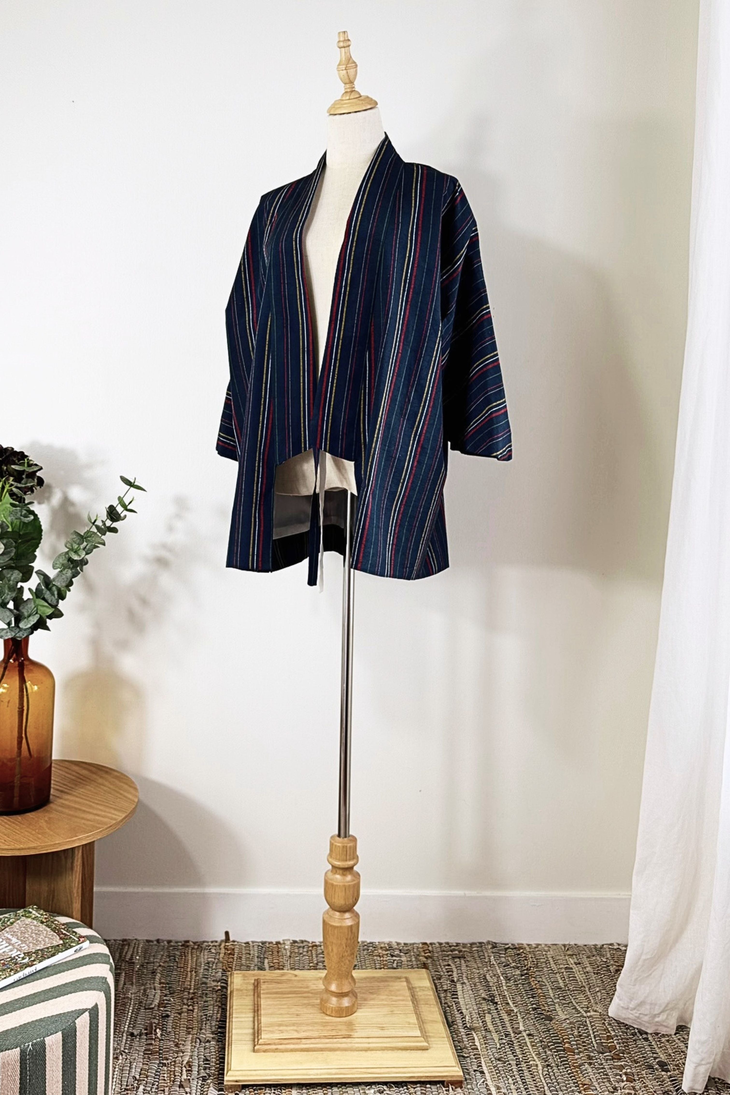 Kimono court à rayures marine