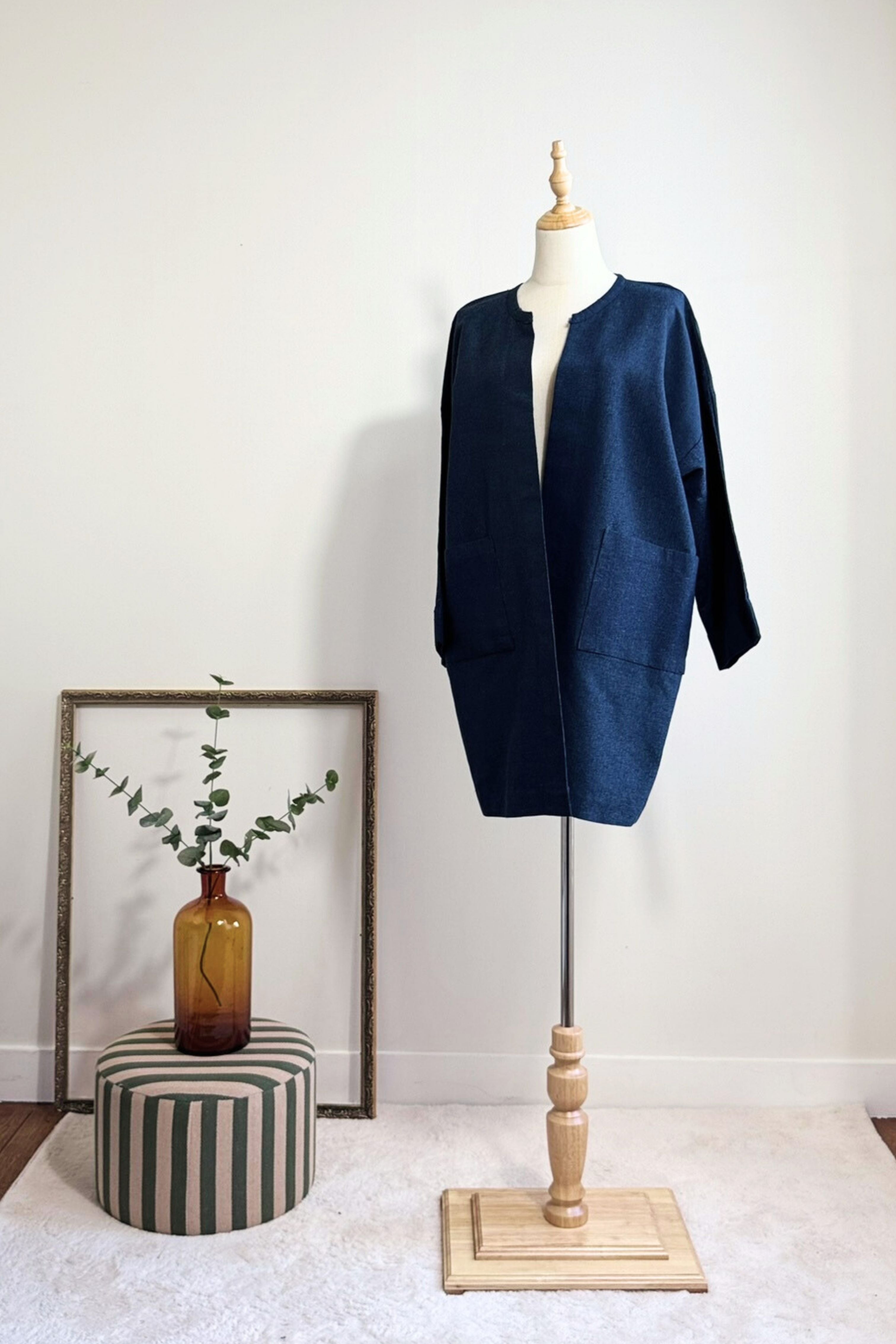 Veste Kimono épaisse bleu marine
