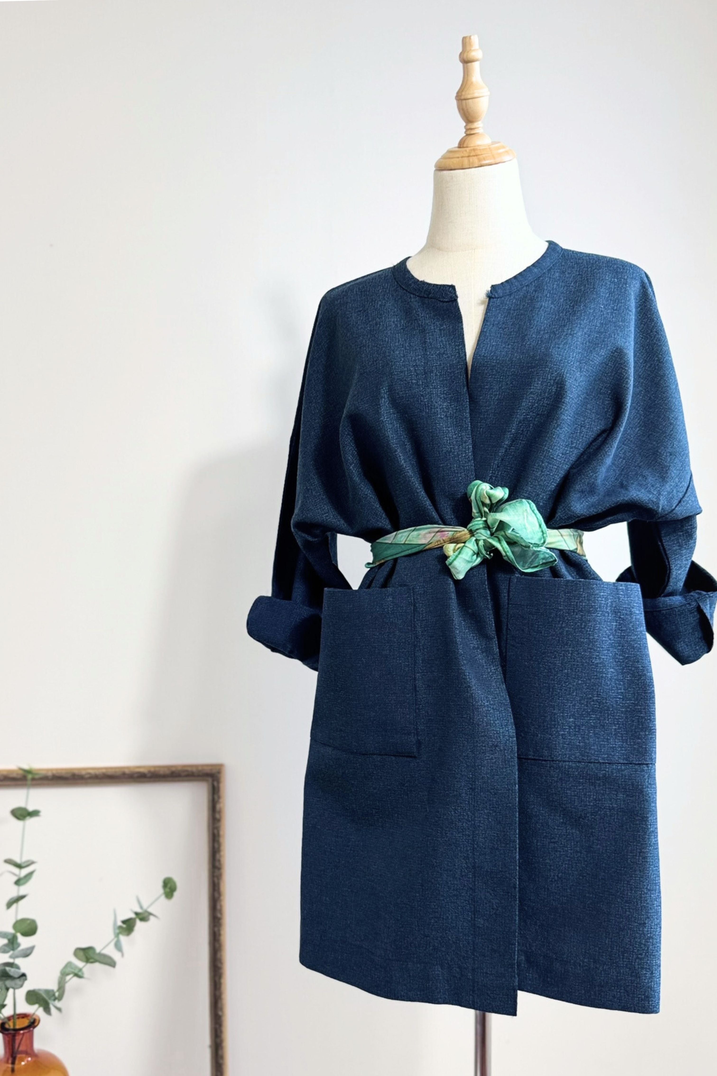 Veste Kimono épaisse bleu marine