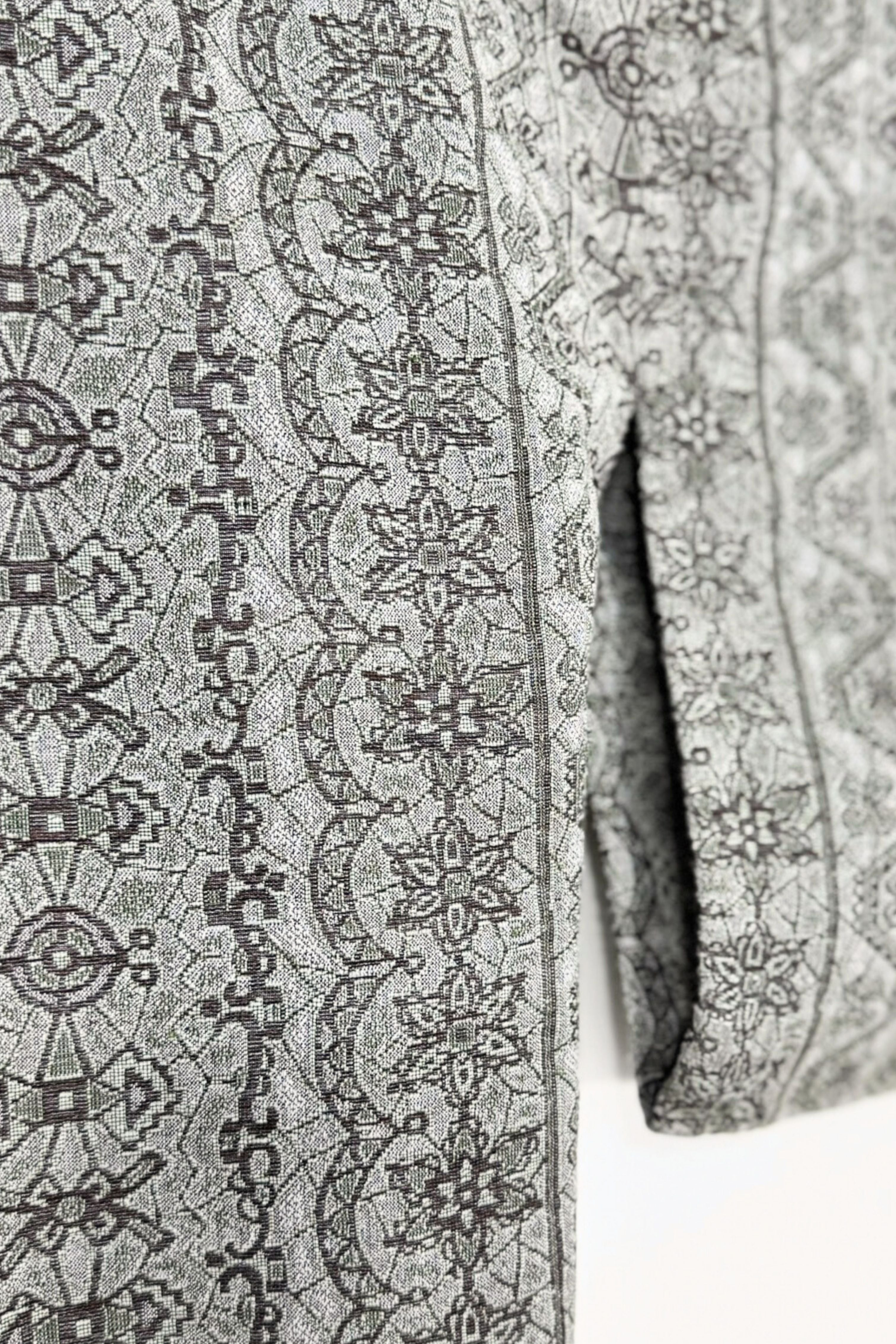 Kimono long en coton épais à motifs kaki
