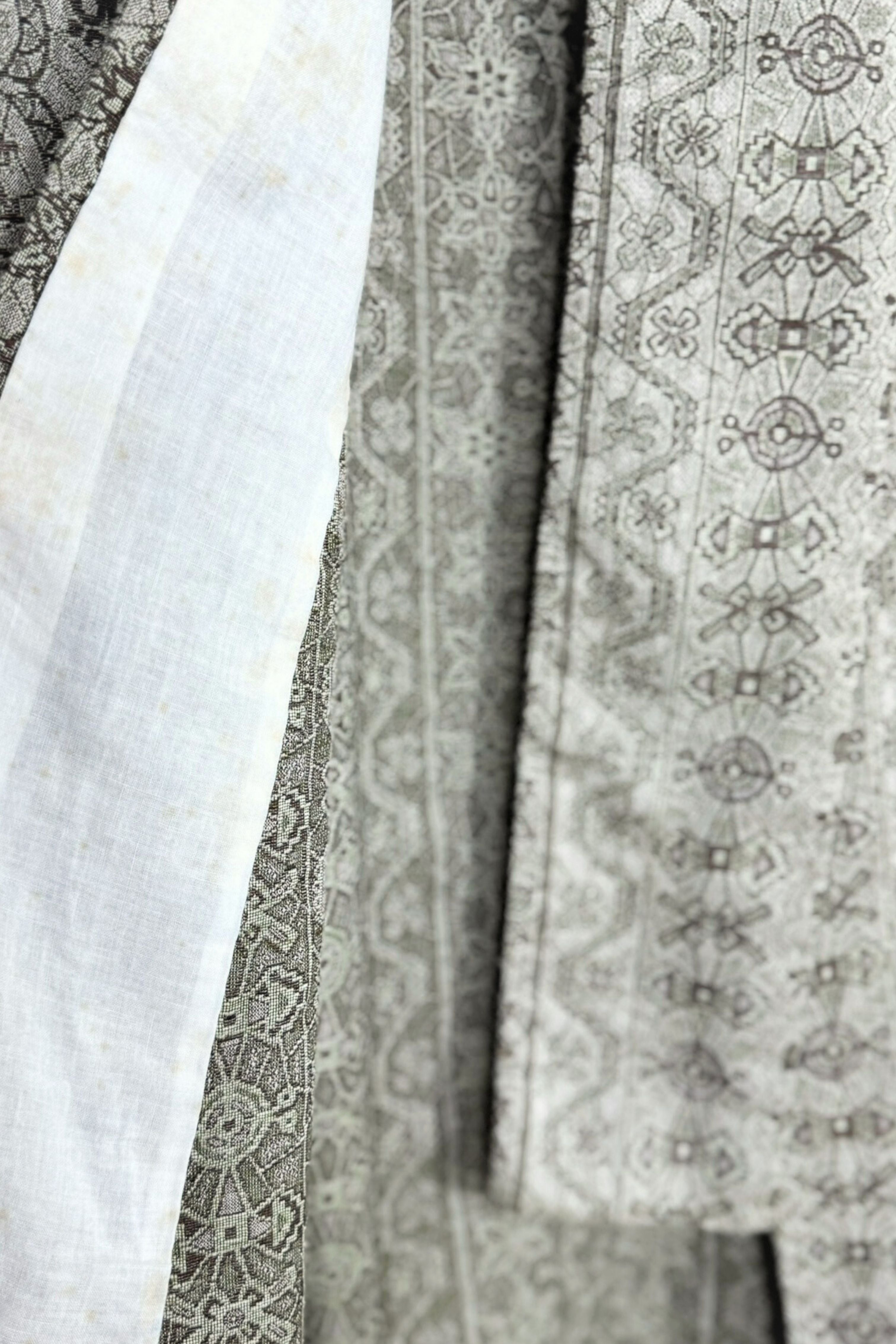 Kimono long en coton épais à motifs kaki