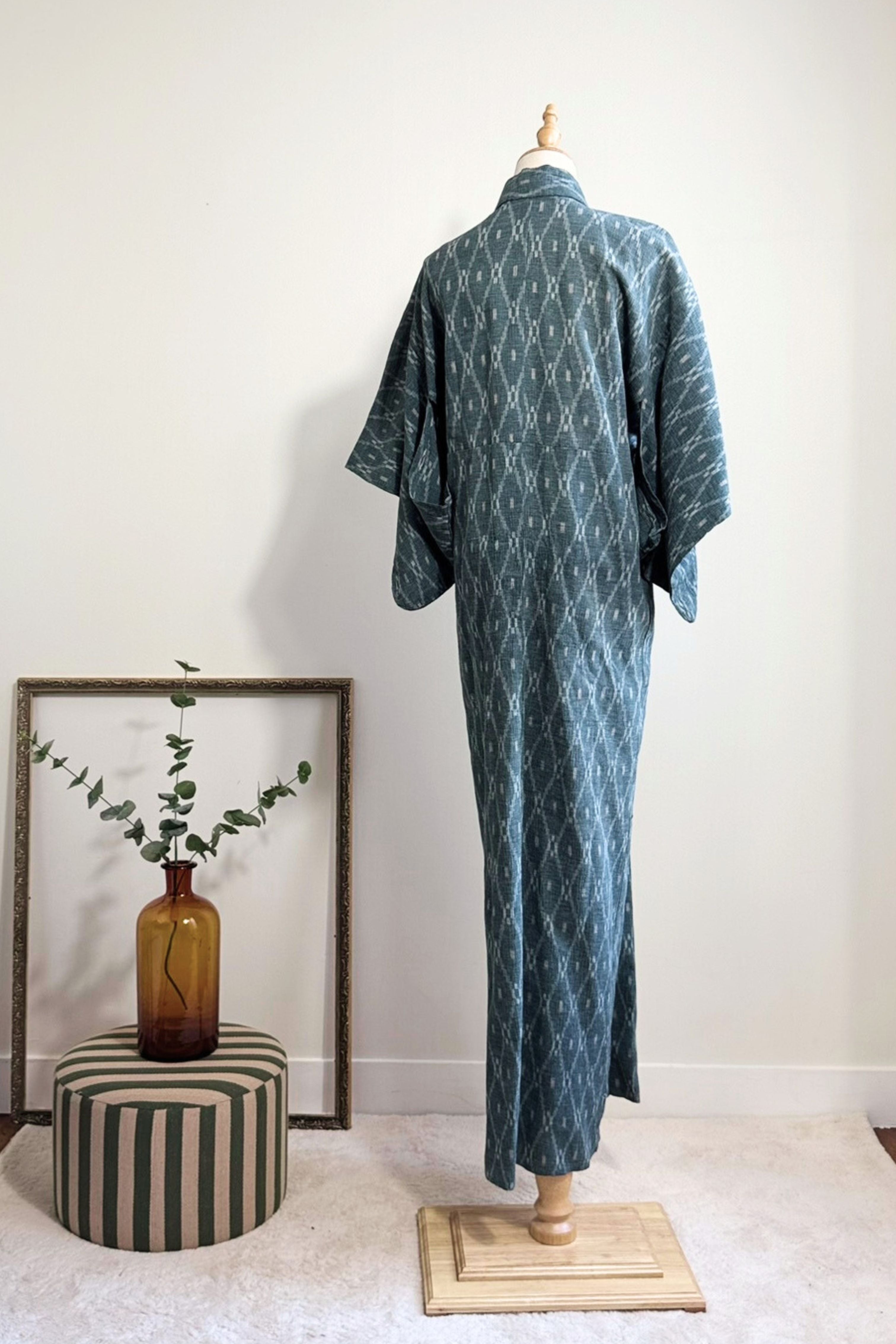 Kimono long épais à motifs vert