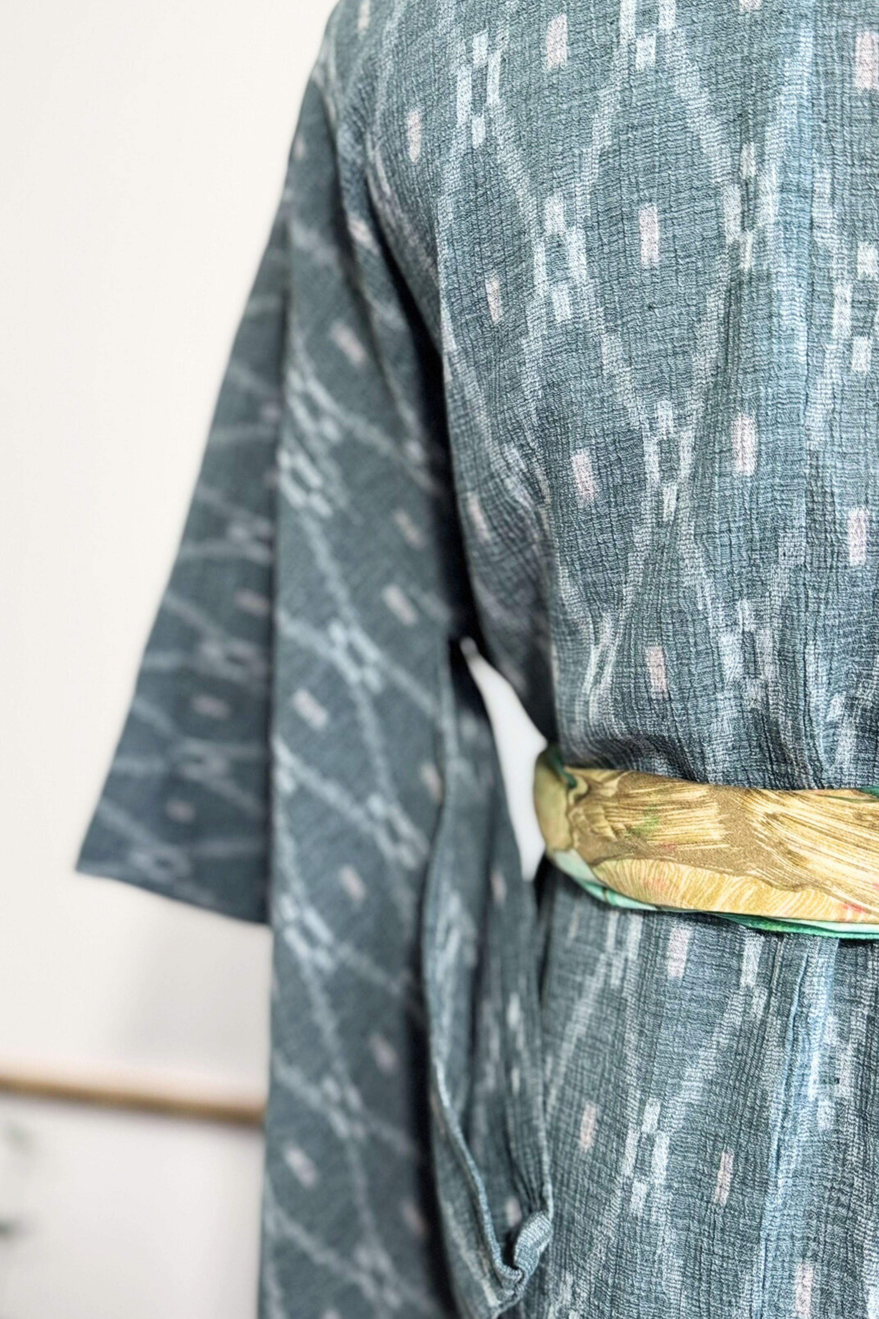 Kimono long épais à motifs vert
