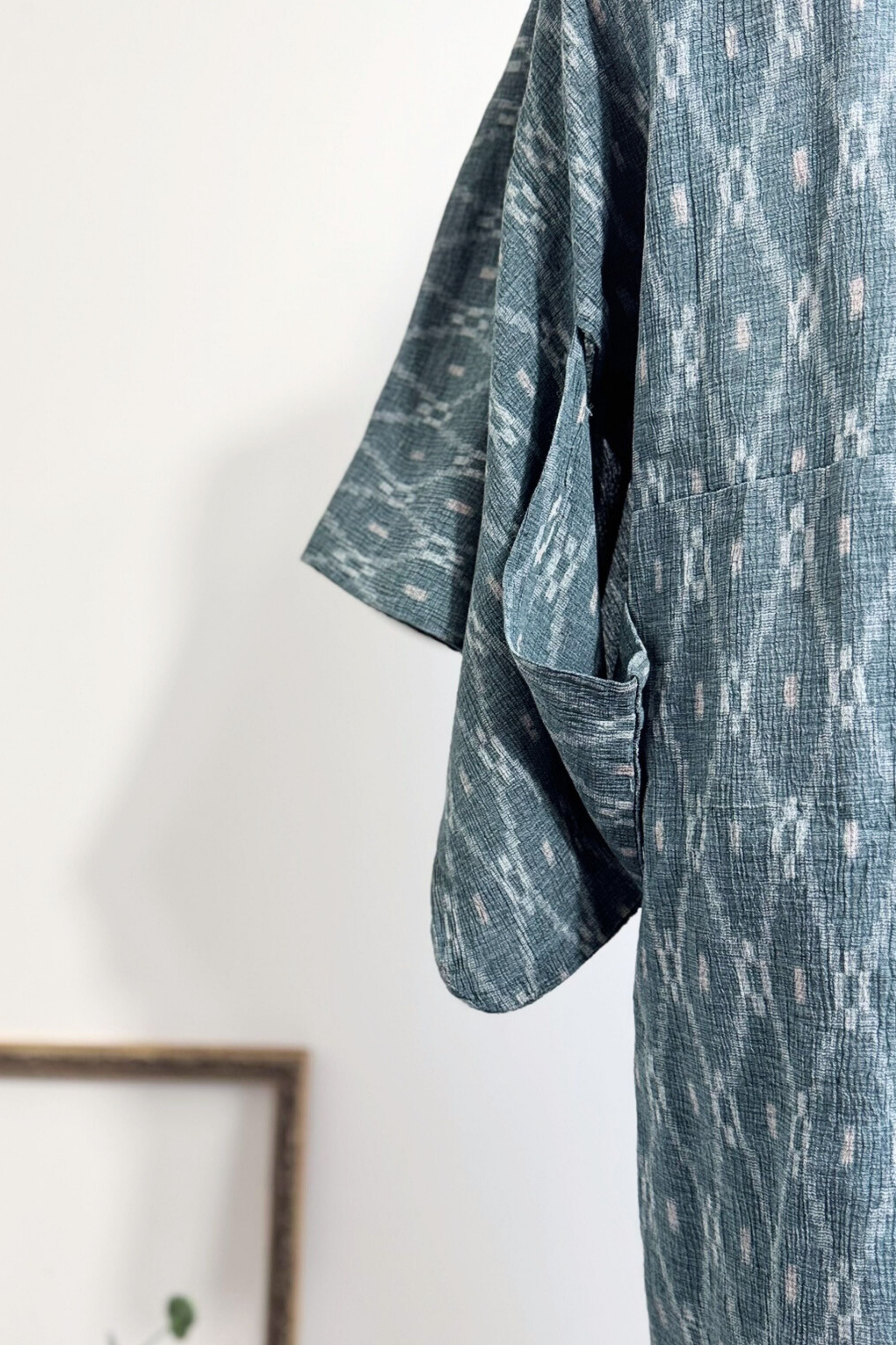 Kimono long épais à motifs vert