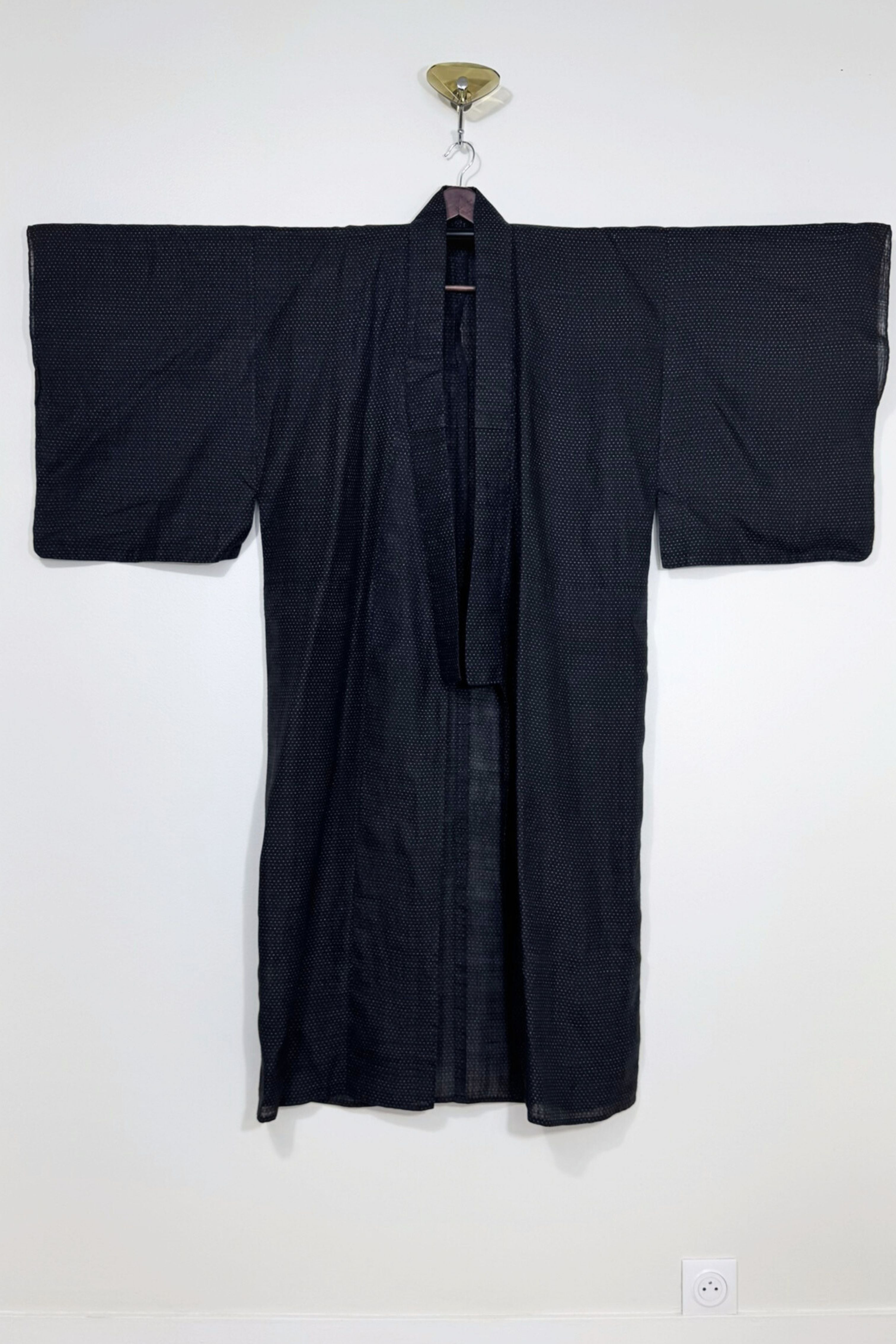 Kimono long épais à petits points noir