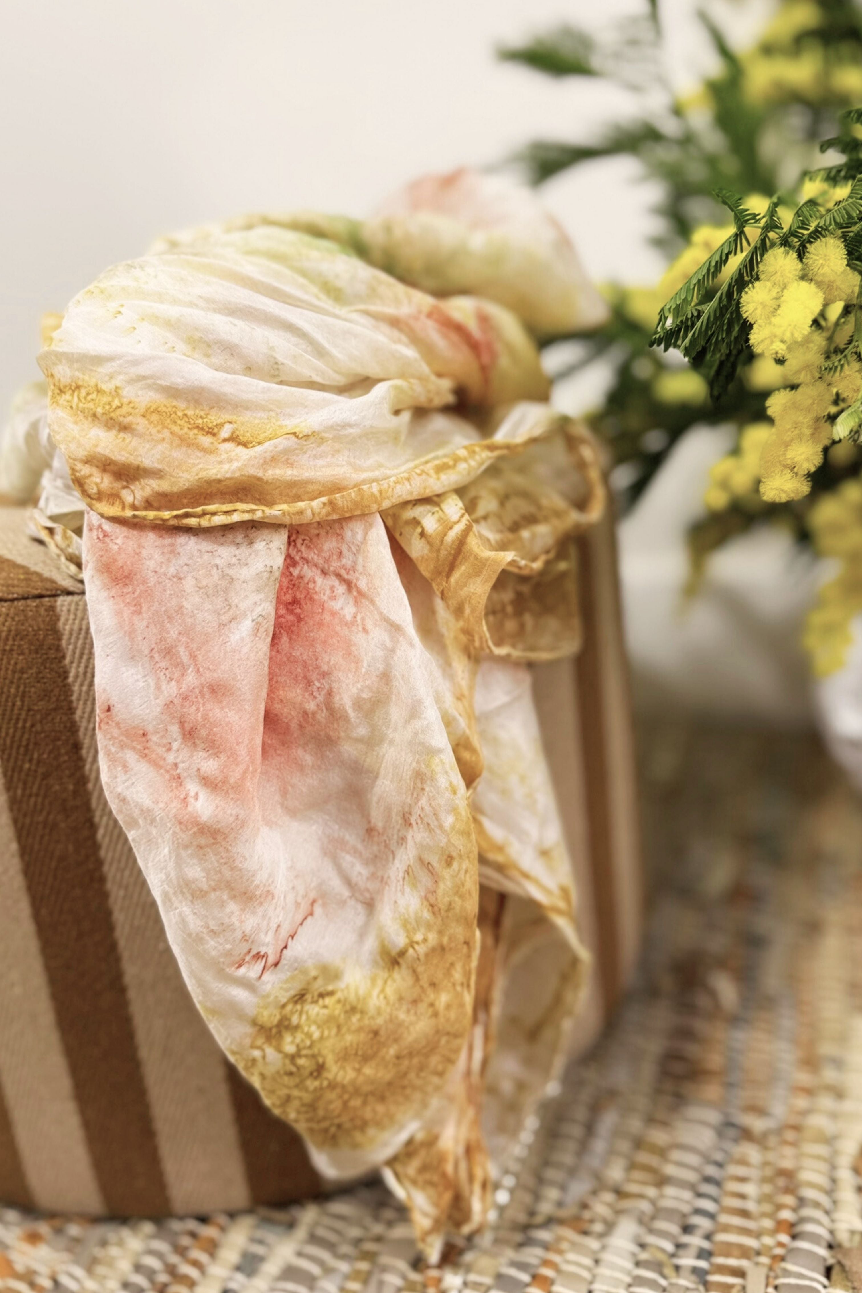 White floral print silk scarf