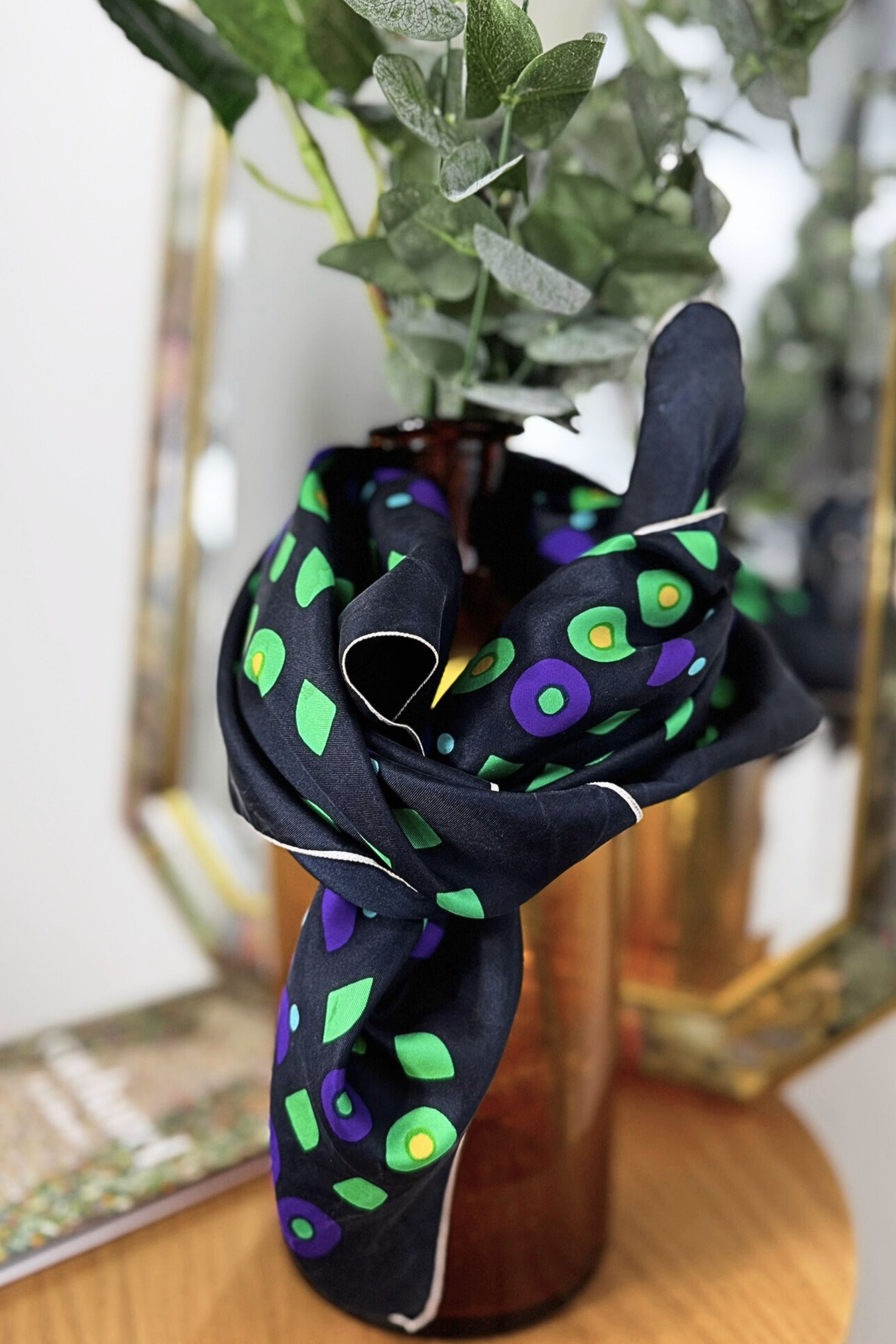 White floral print silk scarf
