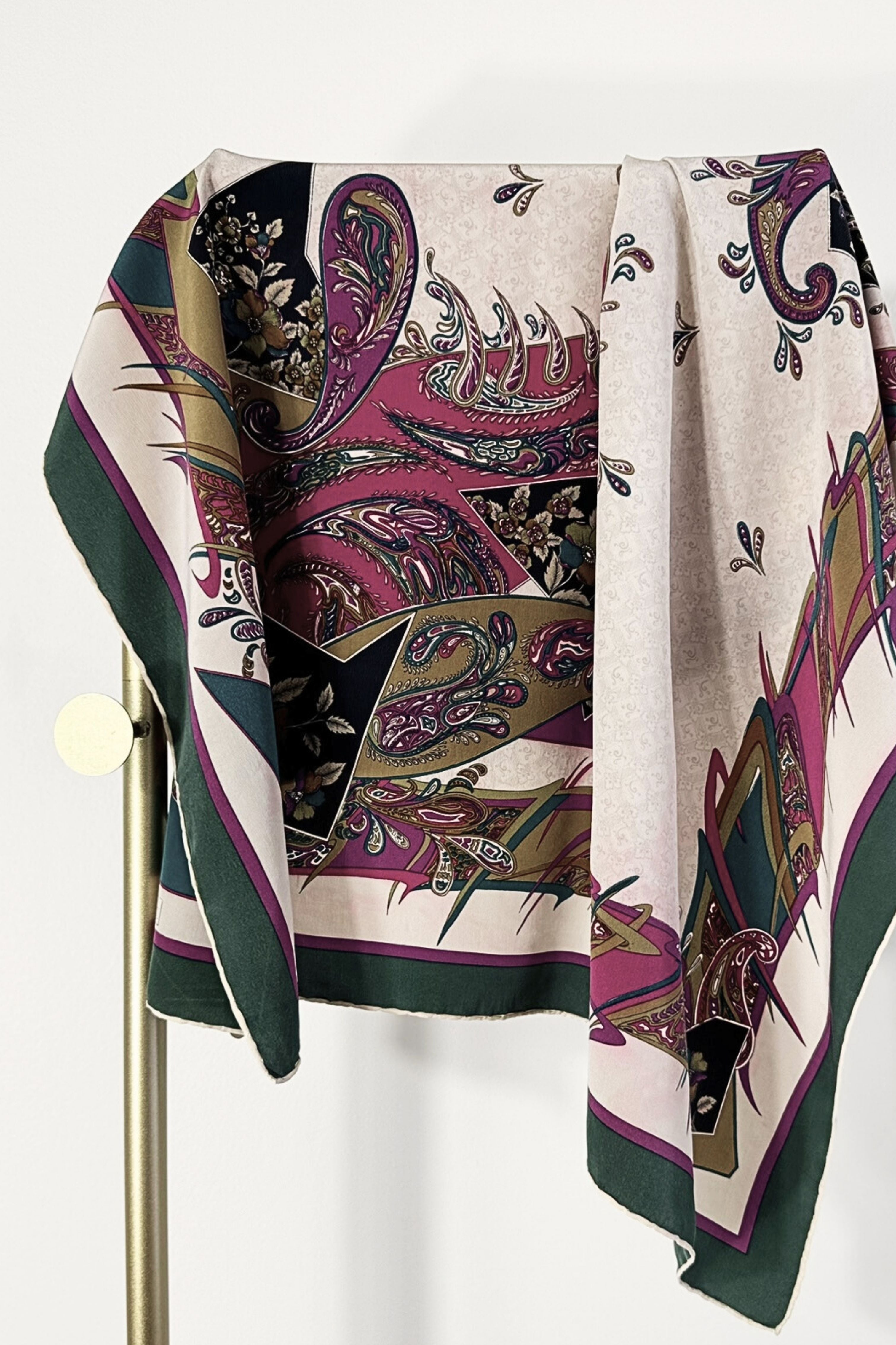 White floral print silk scarf