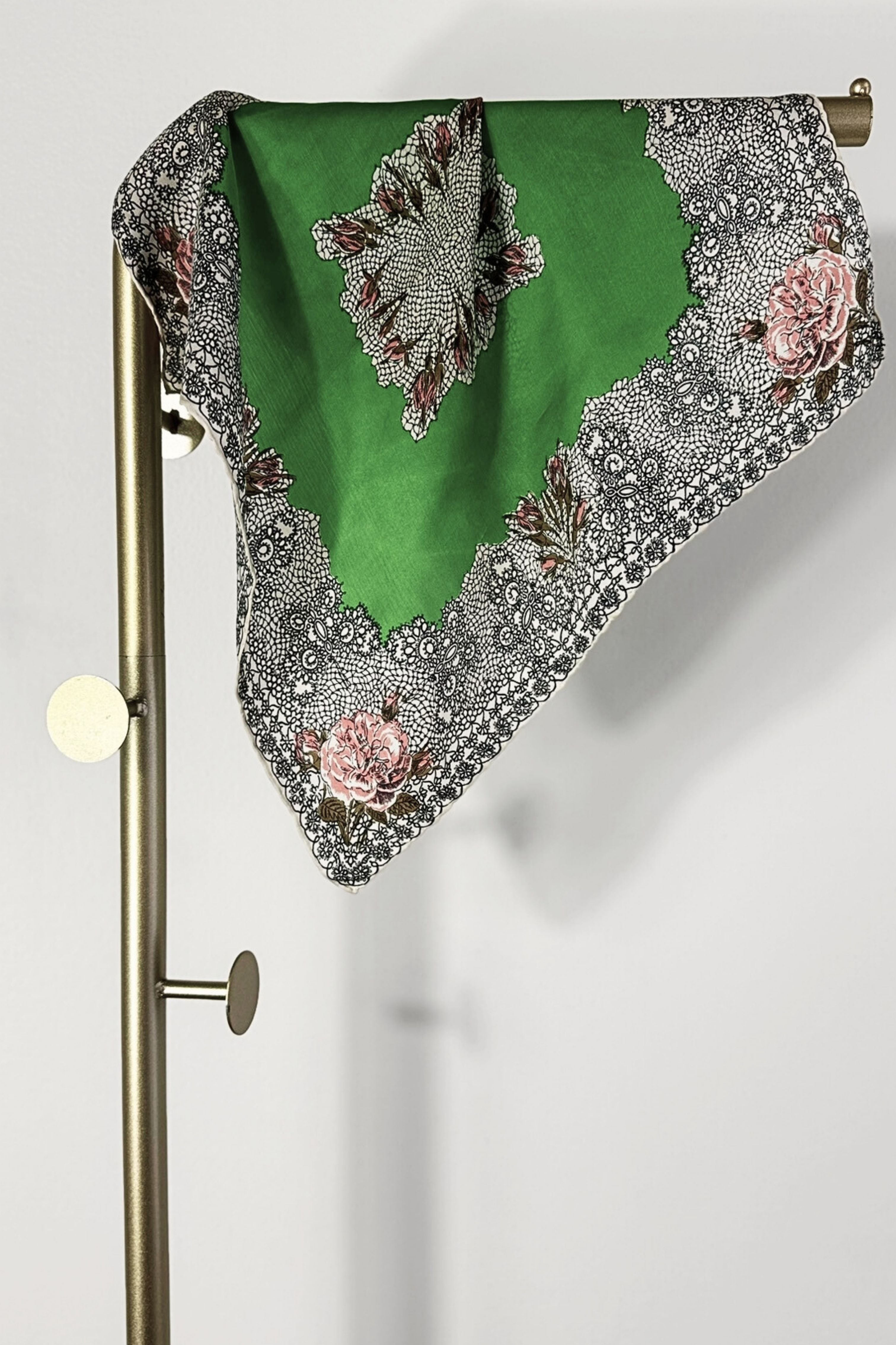 White floral print silk scarf