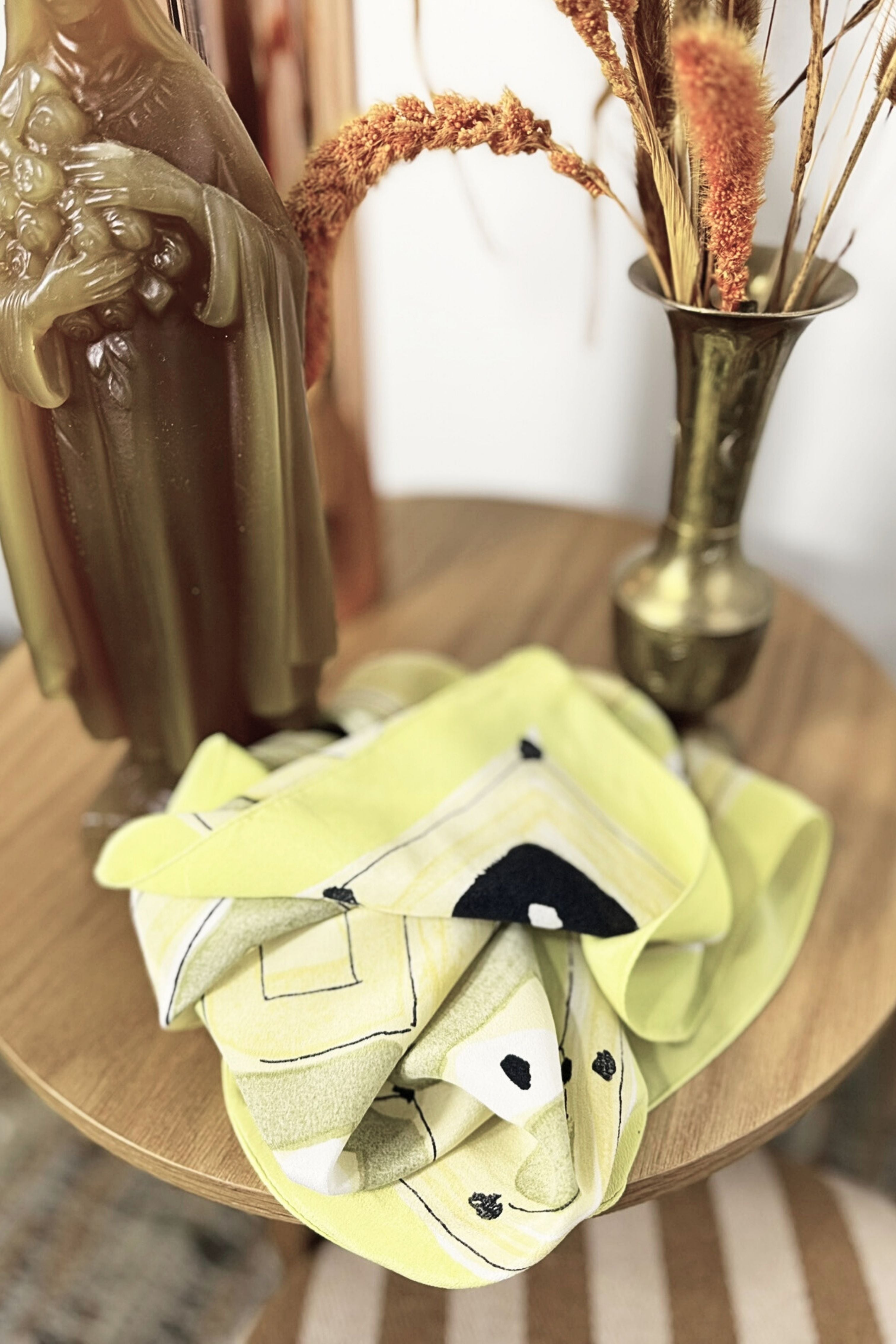 White floral print silk scarf