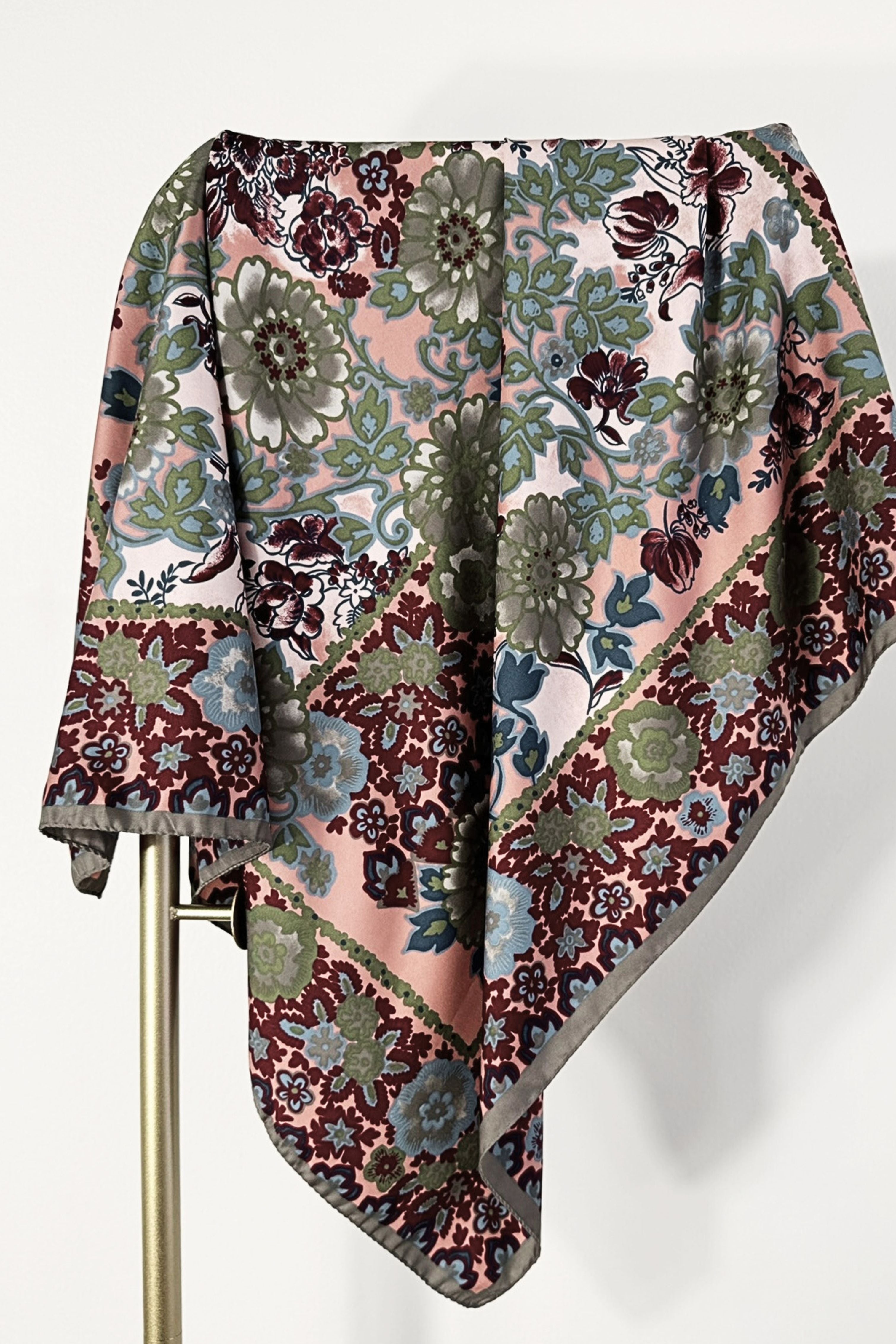 White floral print silk scarf