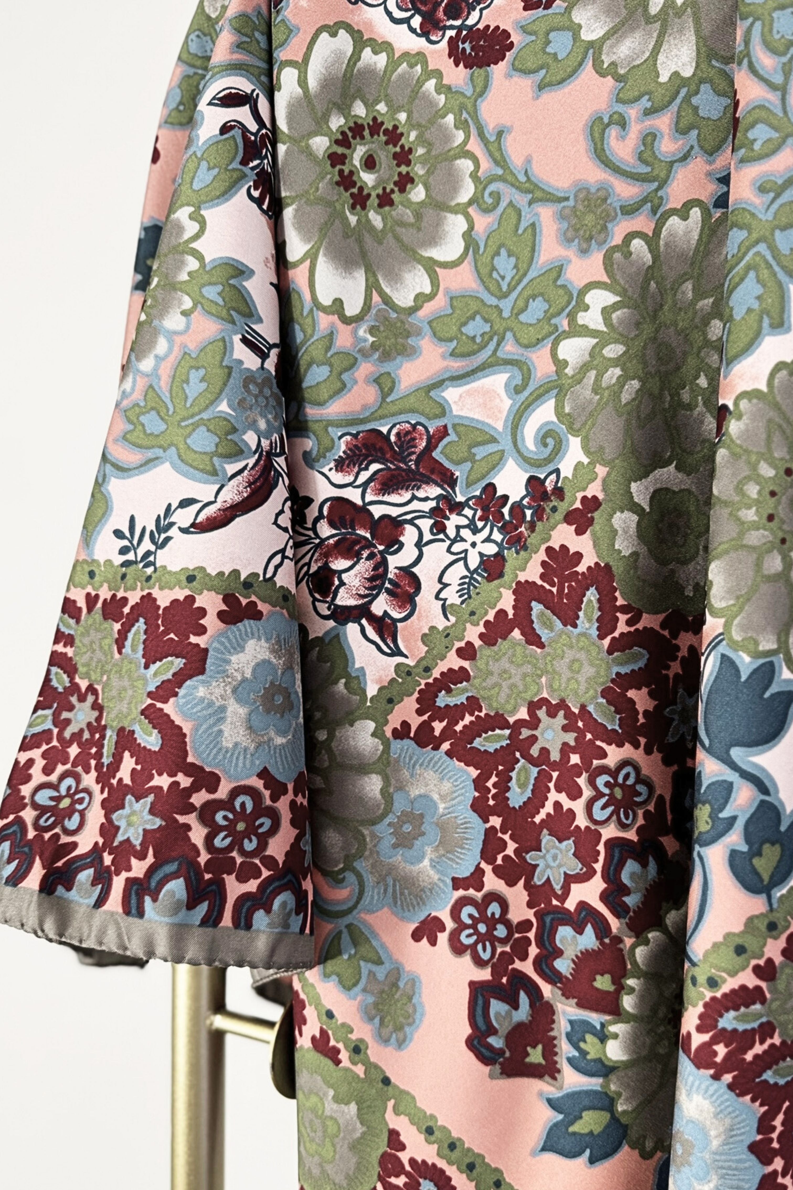 White floral print silk scarf