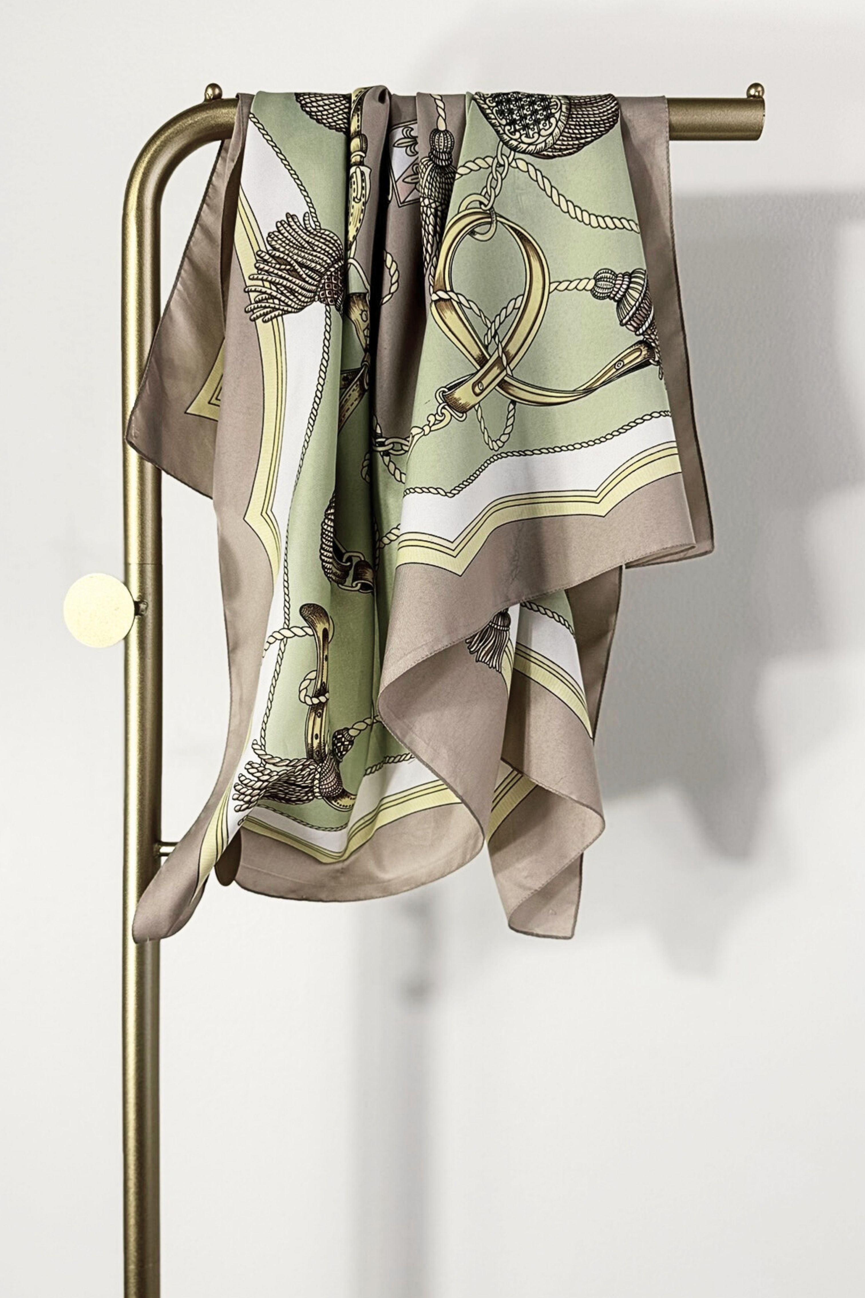 White floral print silk scarf