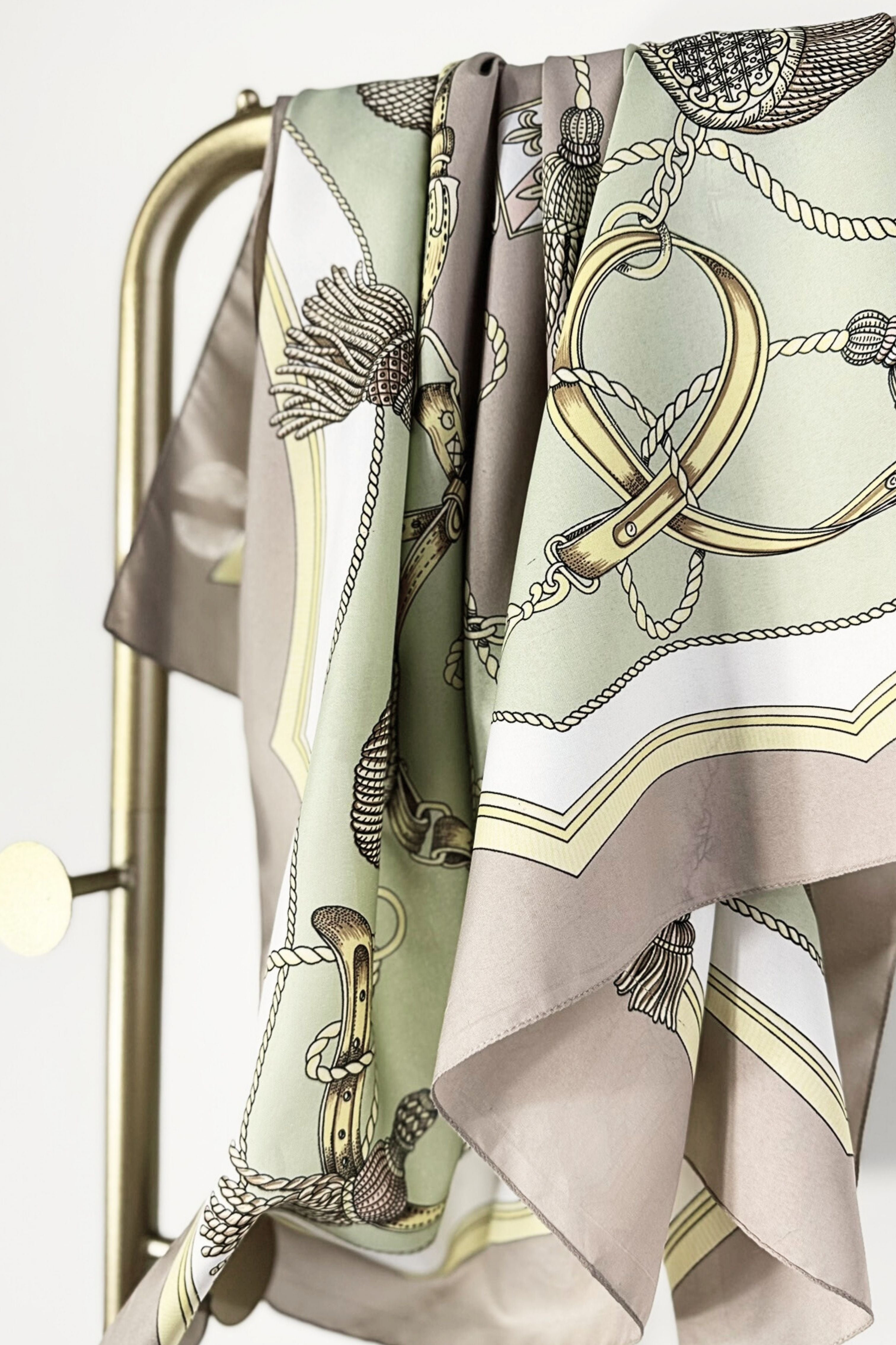 White floral print silk scarf