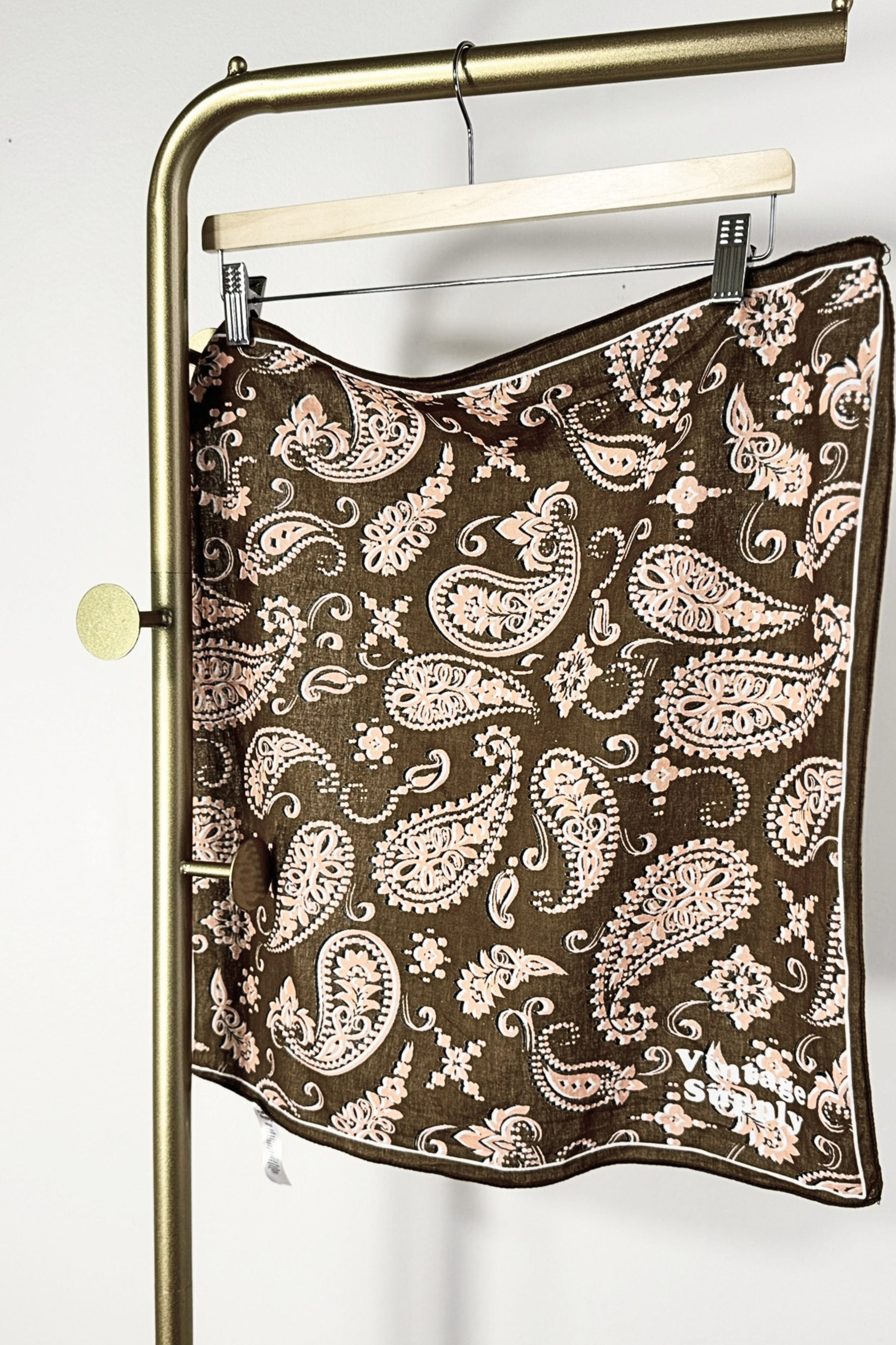 Bandana coton marron & rose