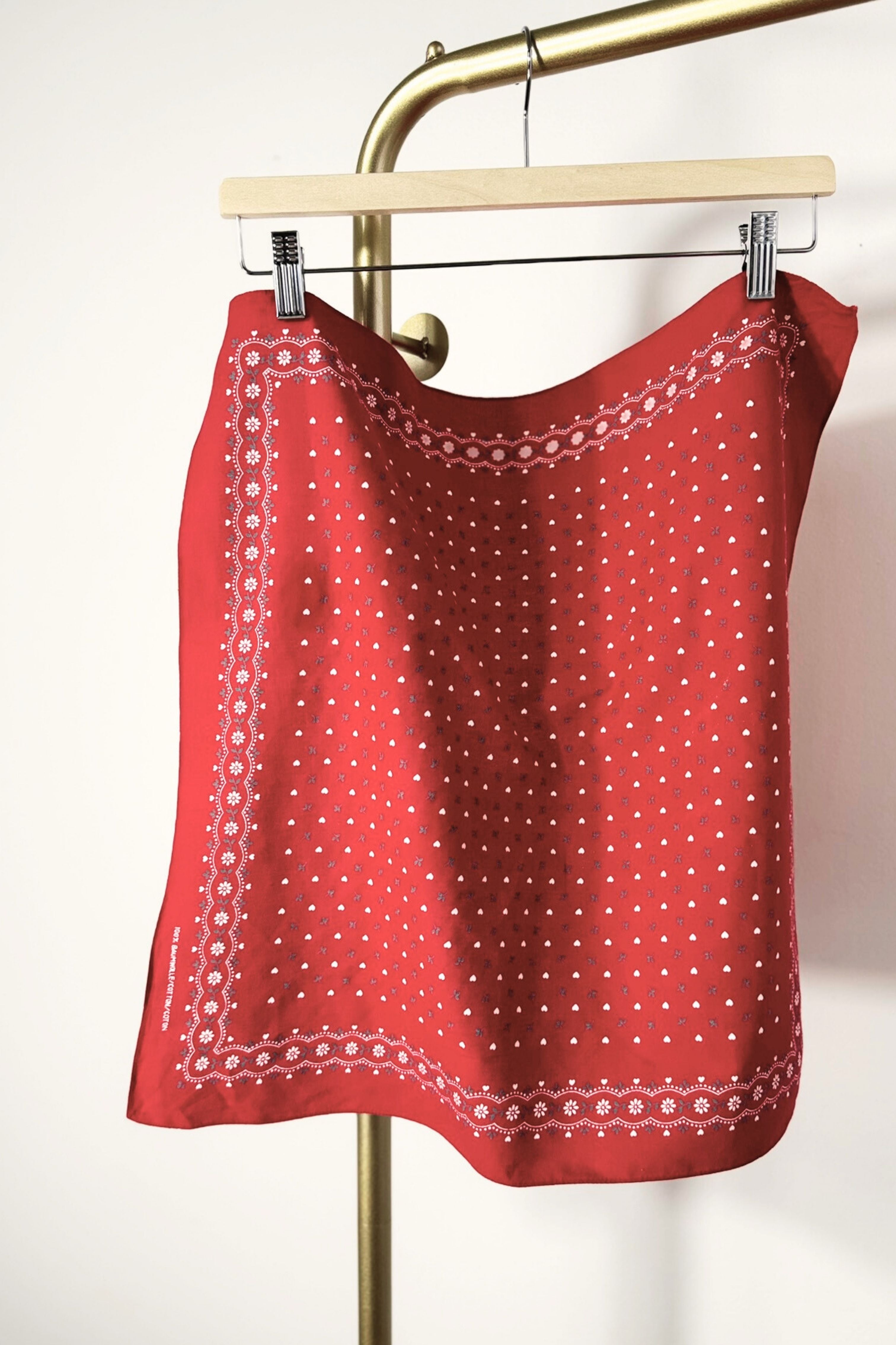 Bandana coton rose petits coeurs