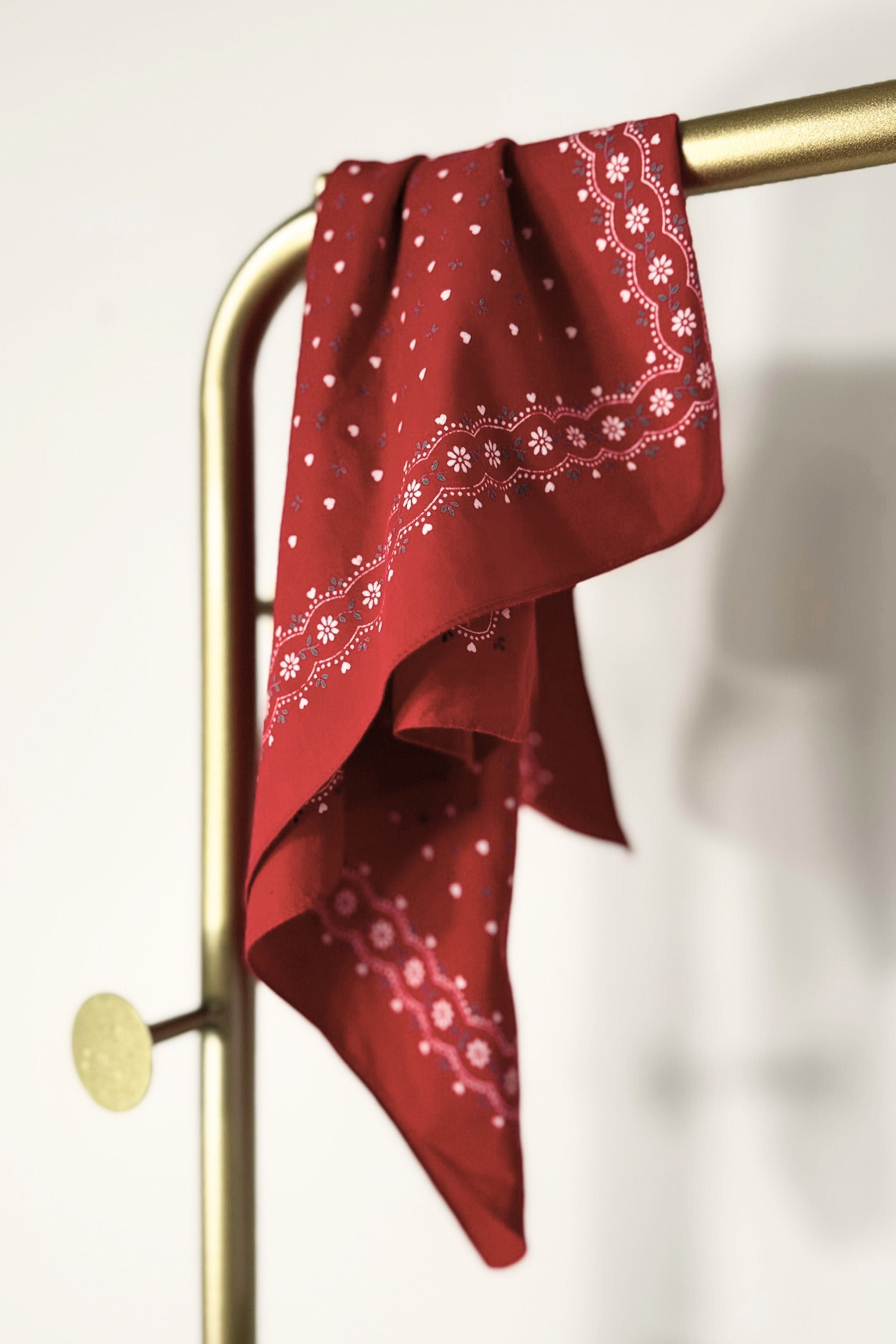 Bandana coton rose petits coeurs