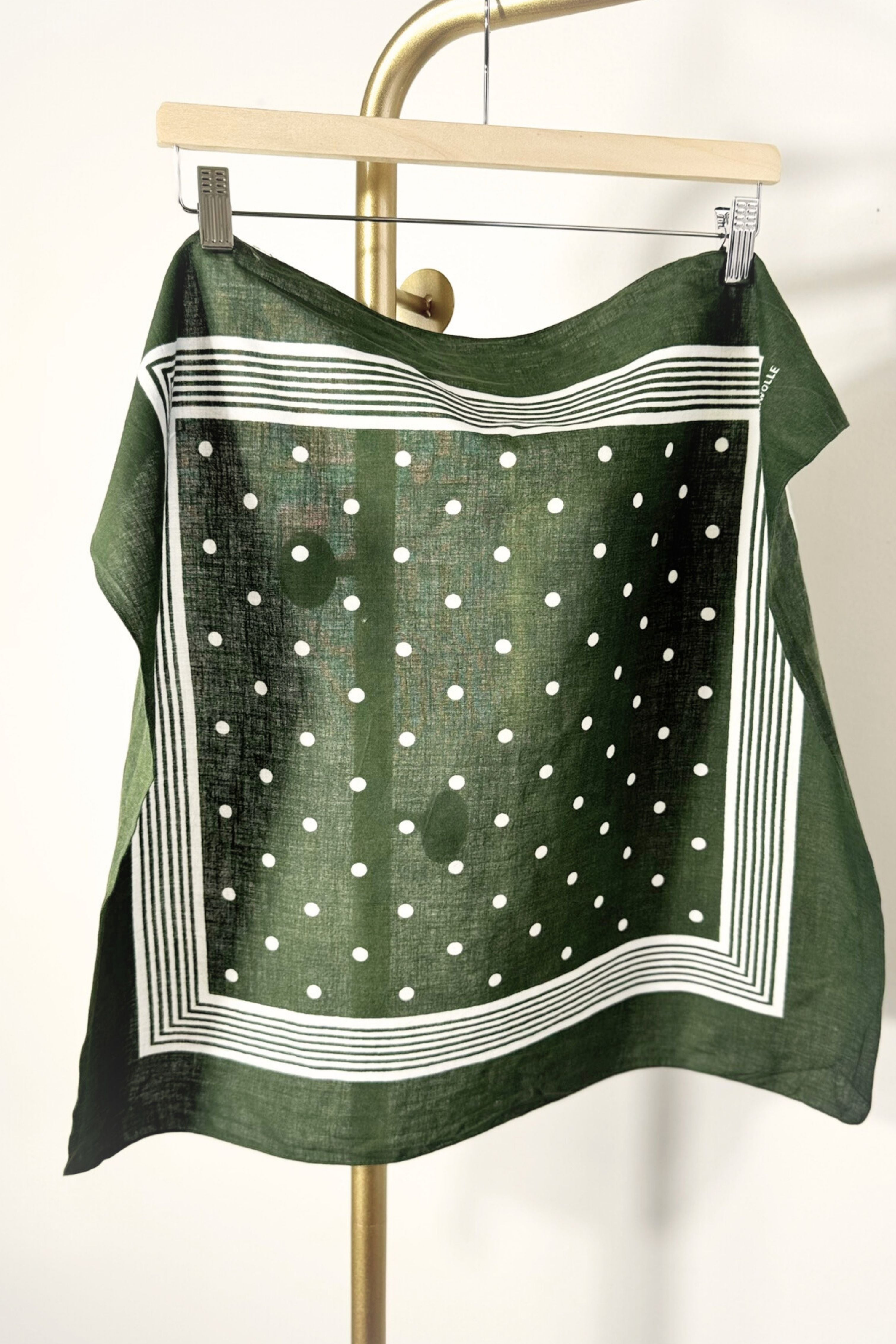 Bandana coton vert à pois