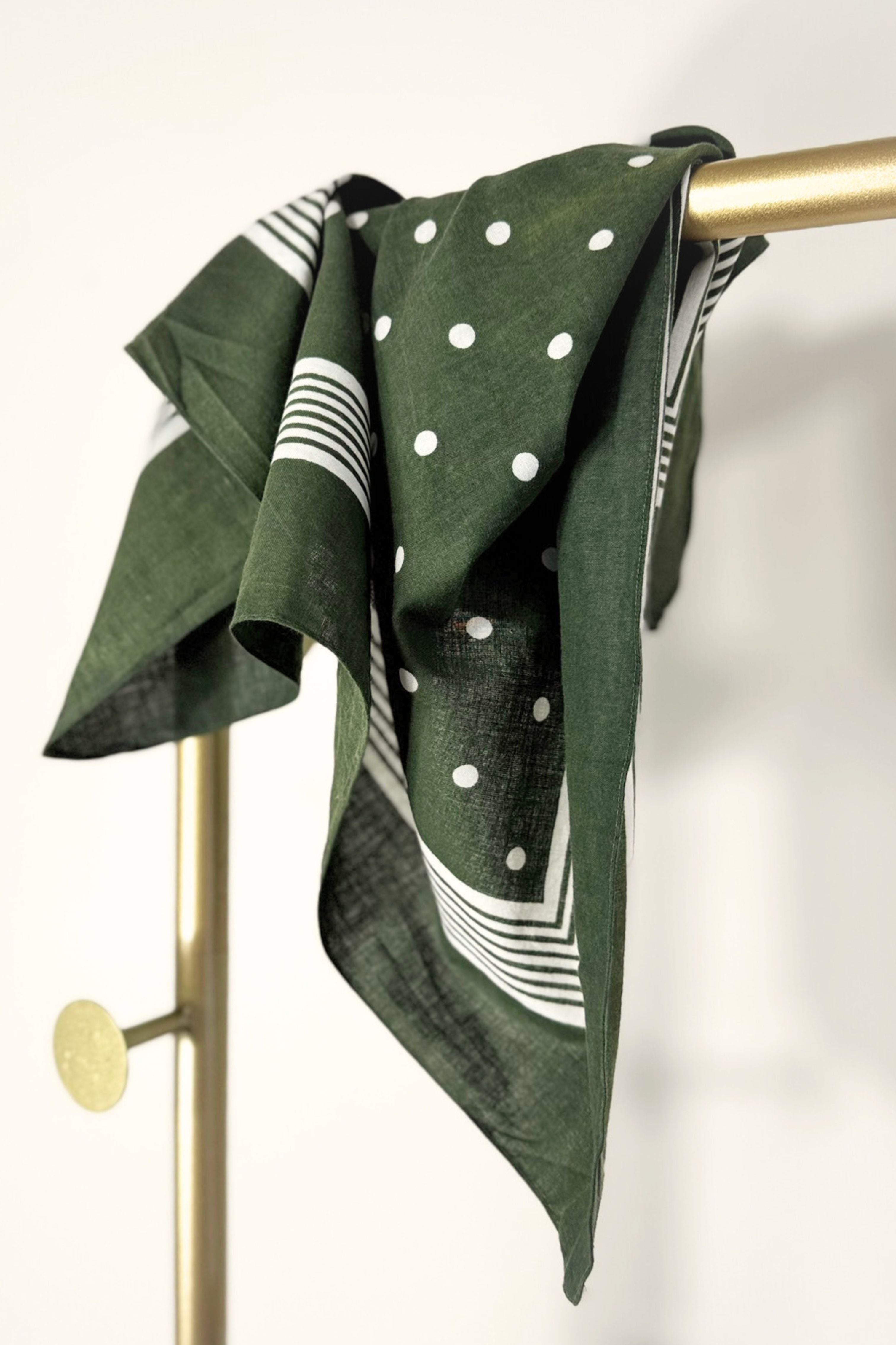 Bandana coton vert à pois