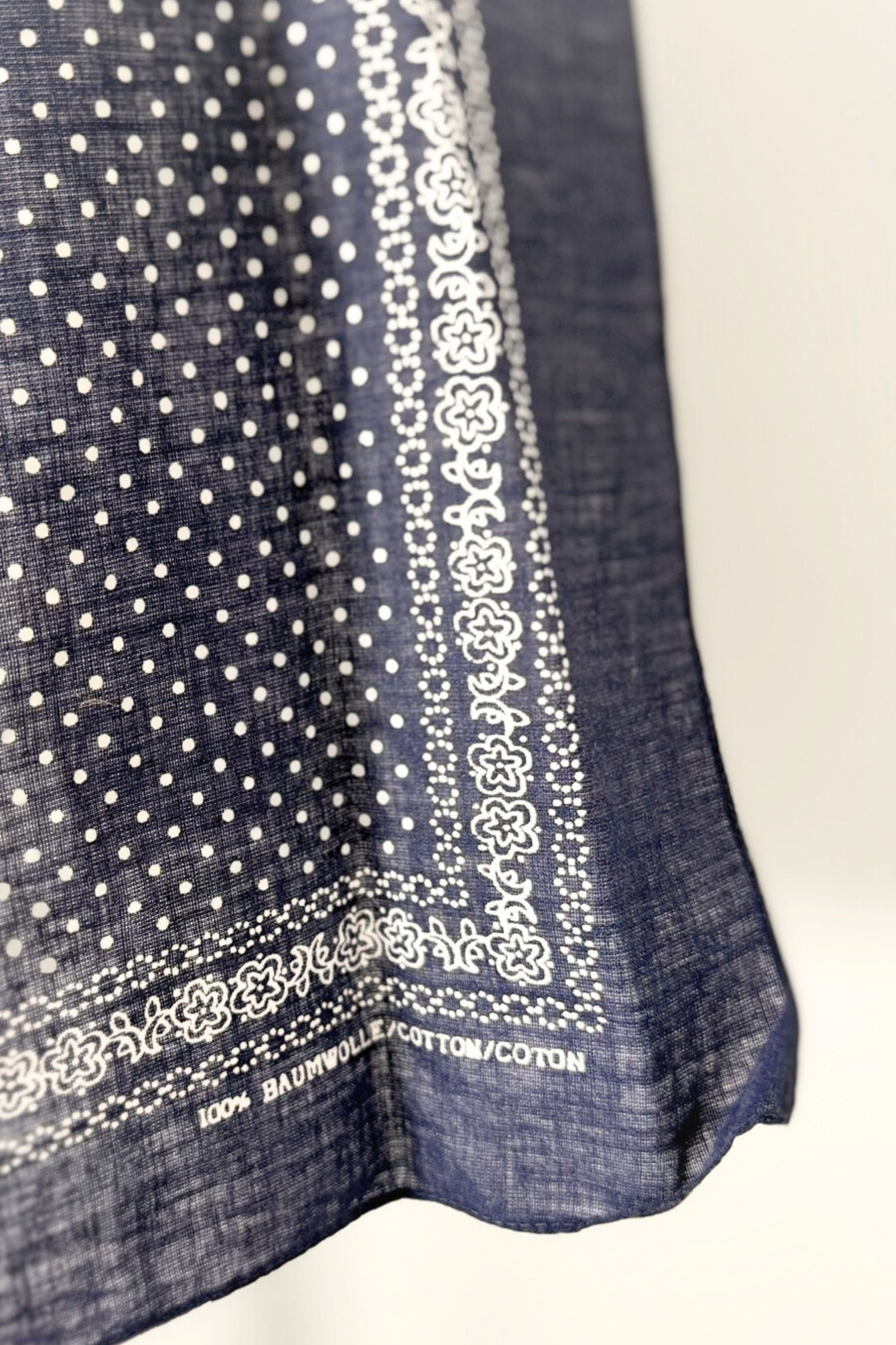 Bandana coton marine à pois