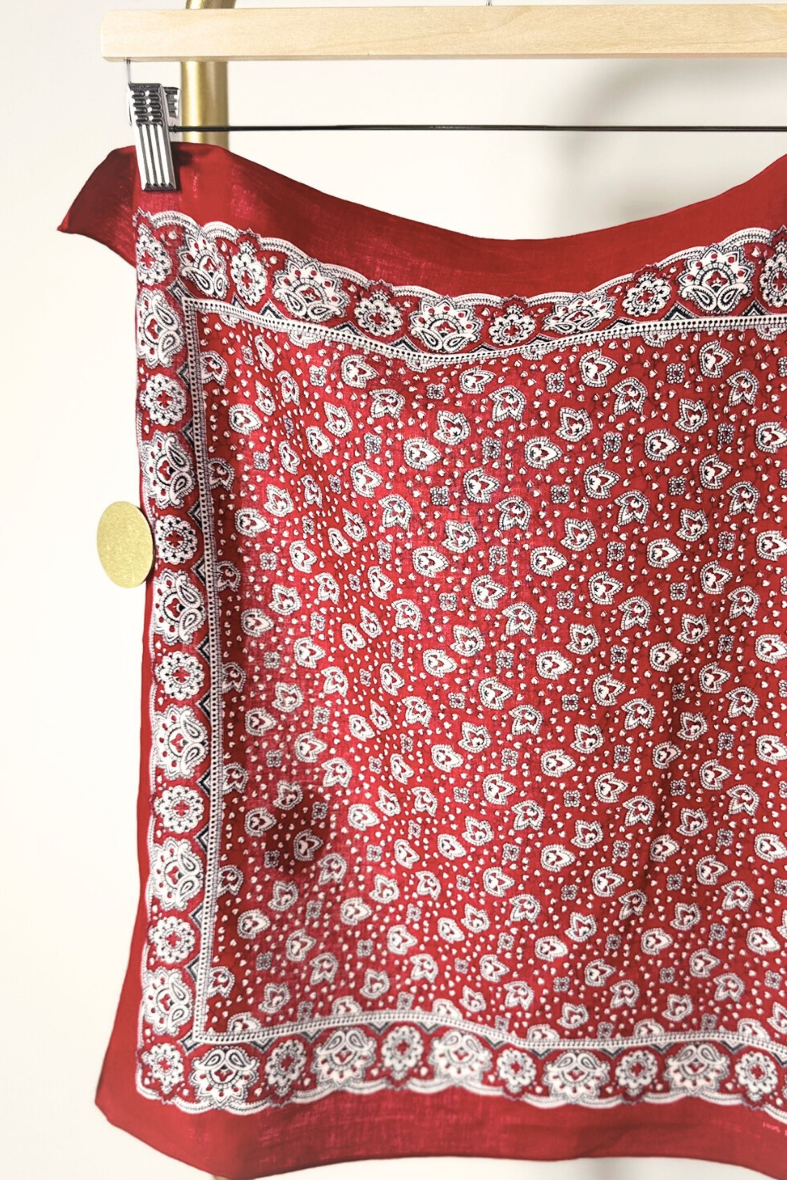 Bandana coton rouge et blanc