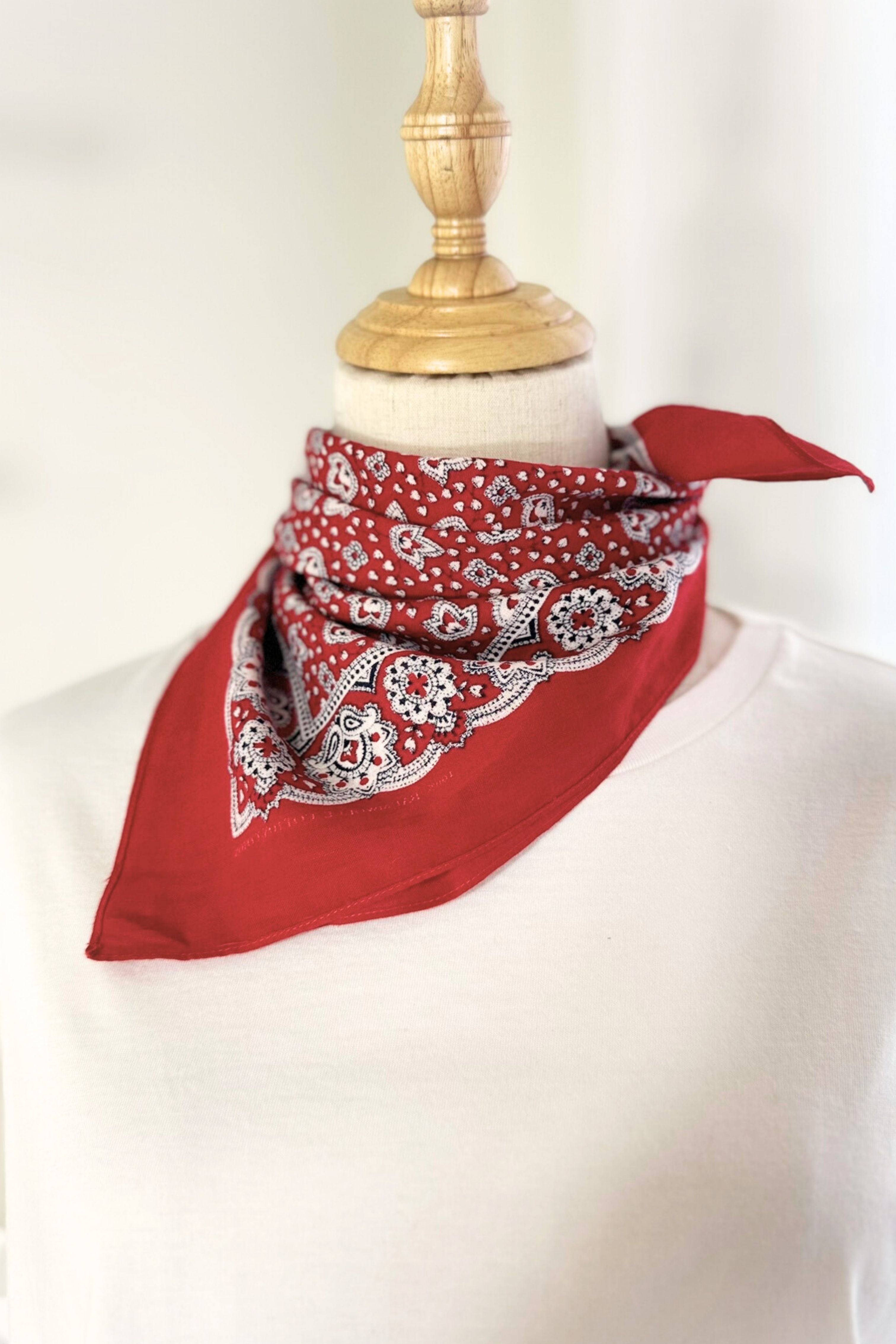 Bandana coton rouge et blanc