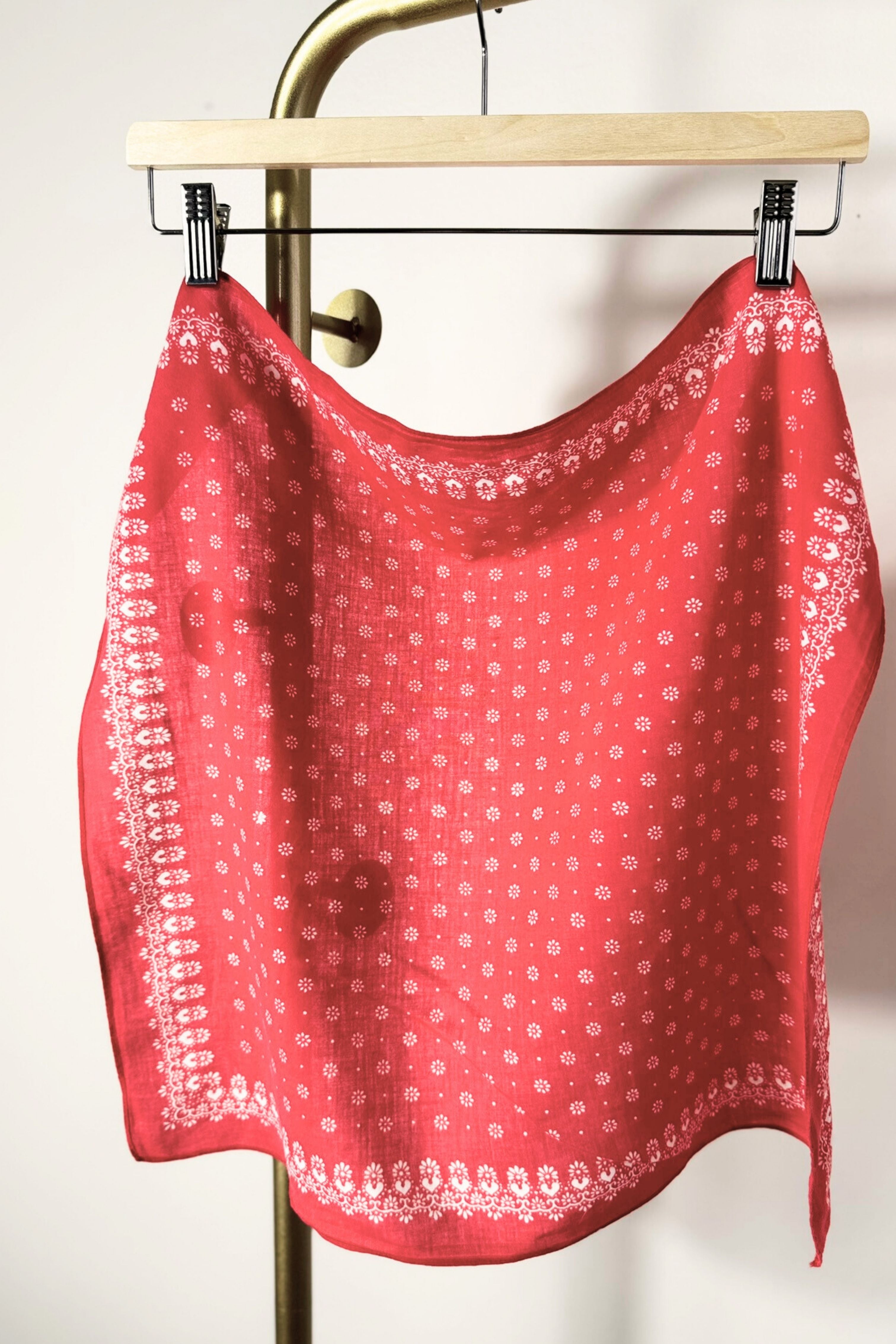 Bandana coton rose petits fleurs