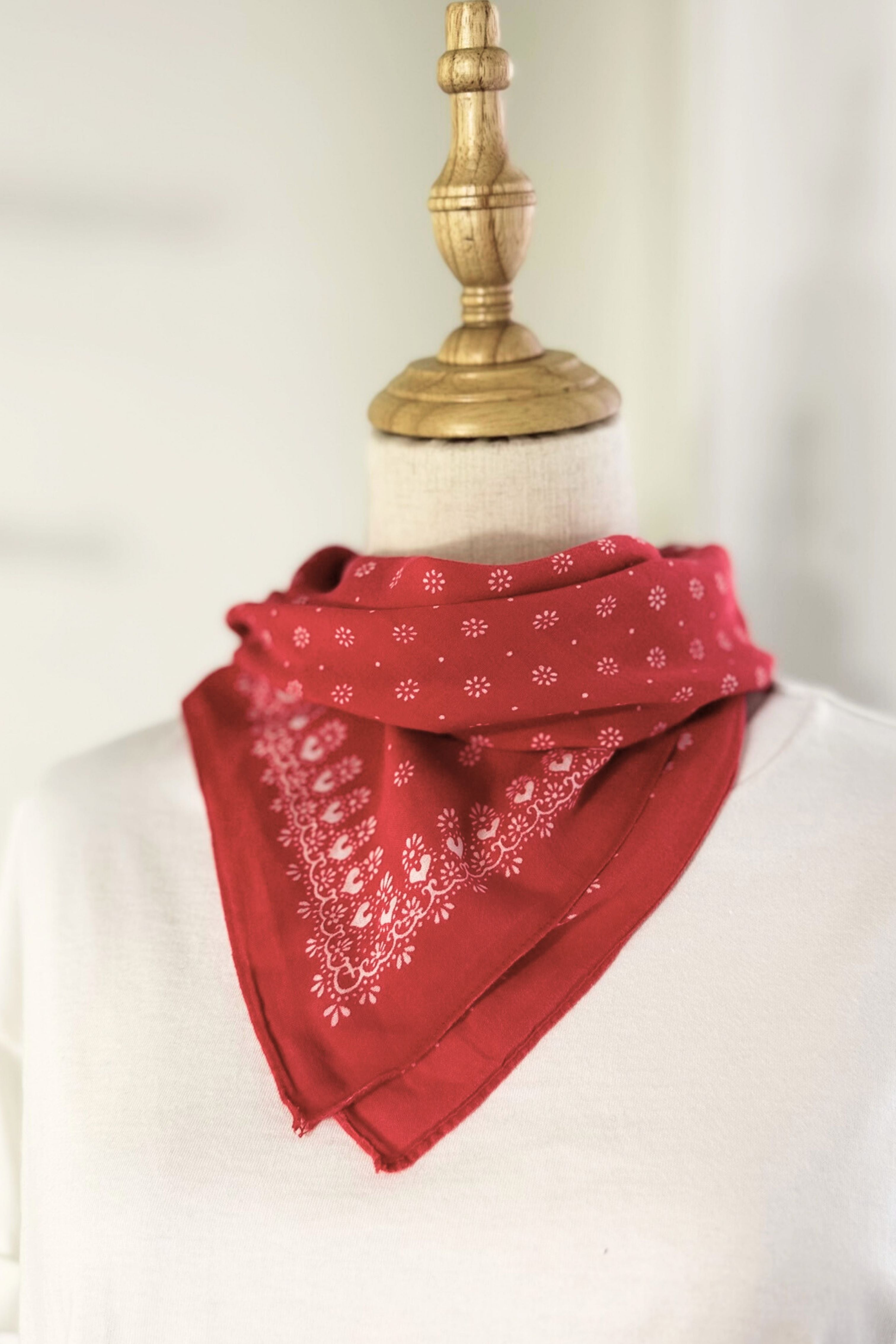 Bandana coton rose petits fleurs