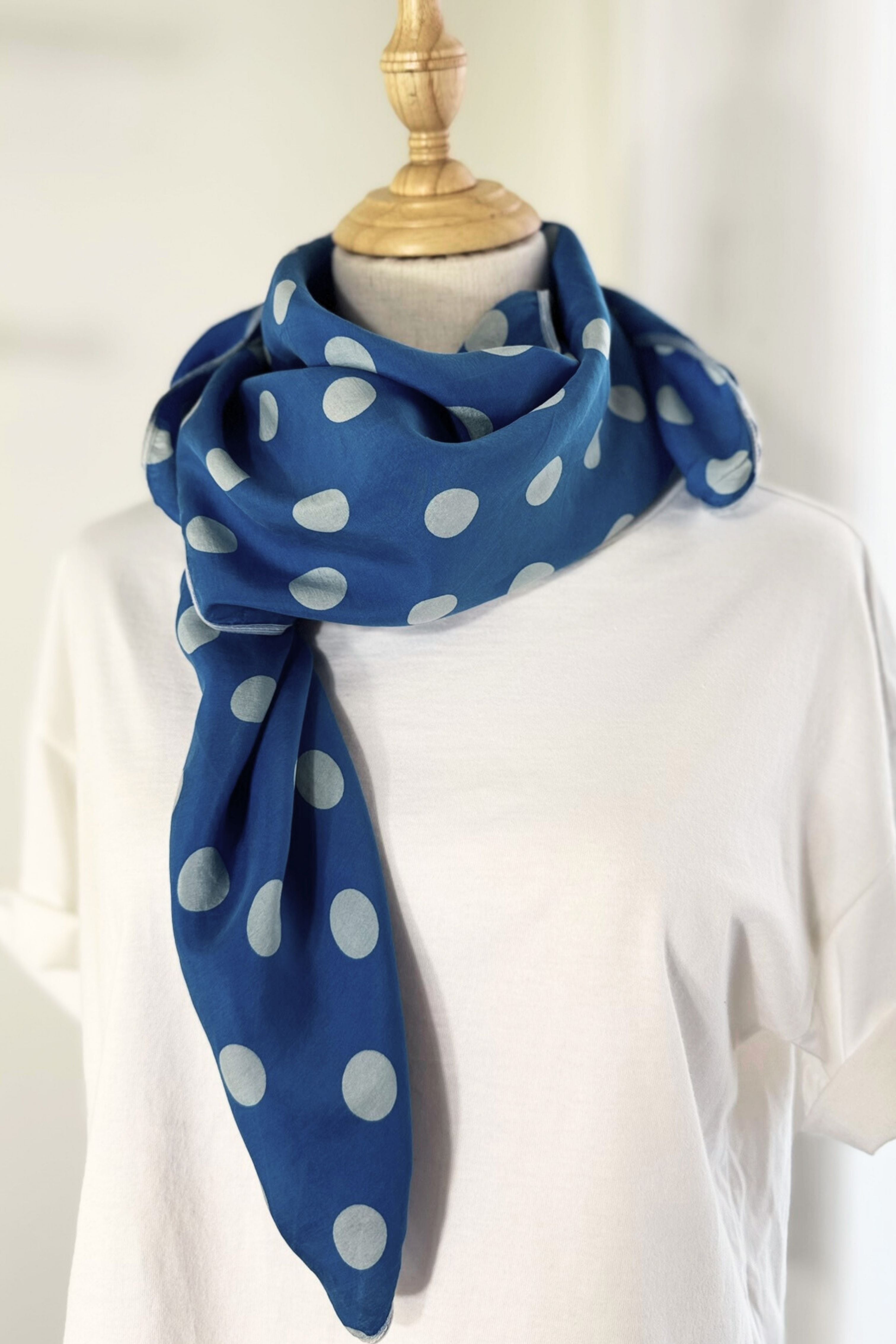 White floral print silk scarf