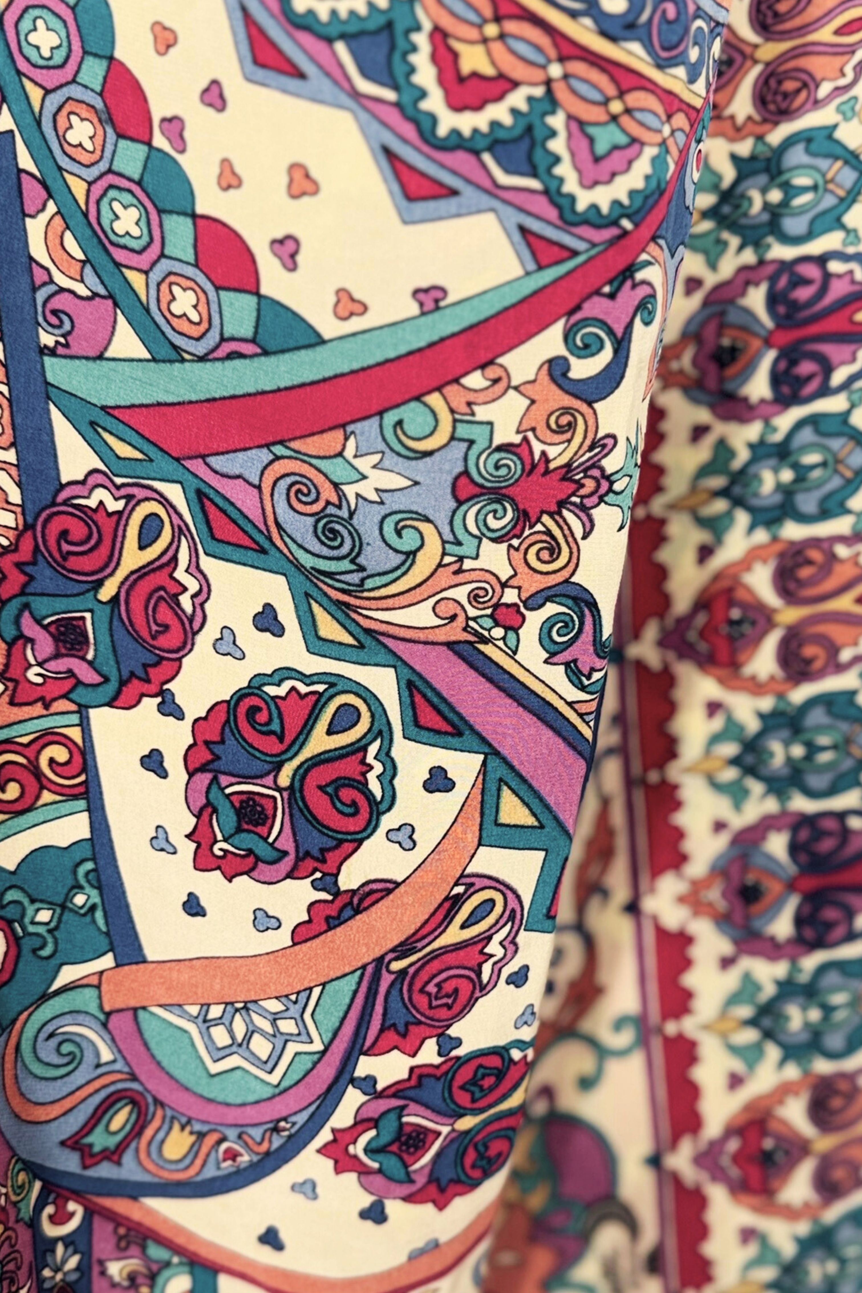 White floral print silk scarf