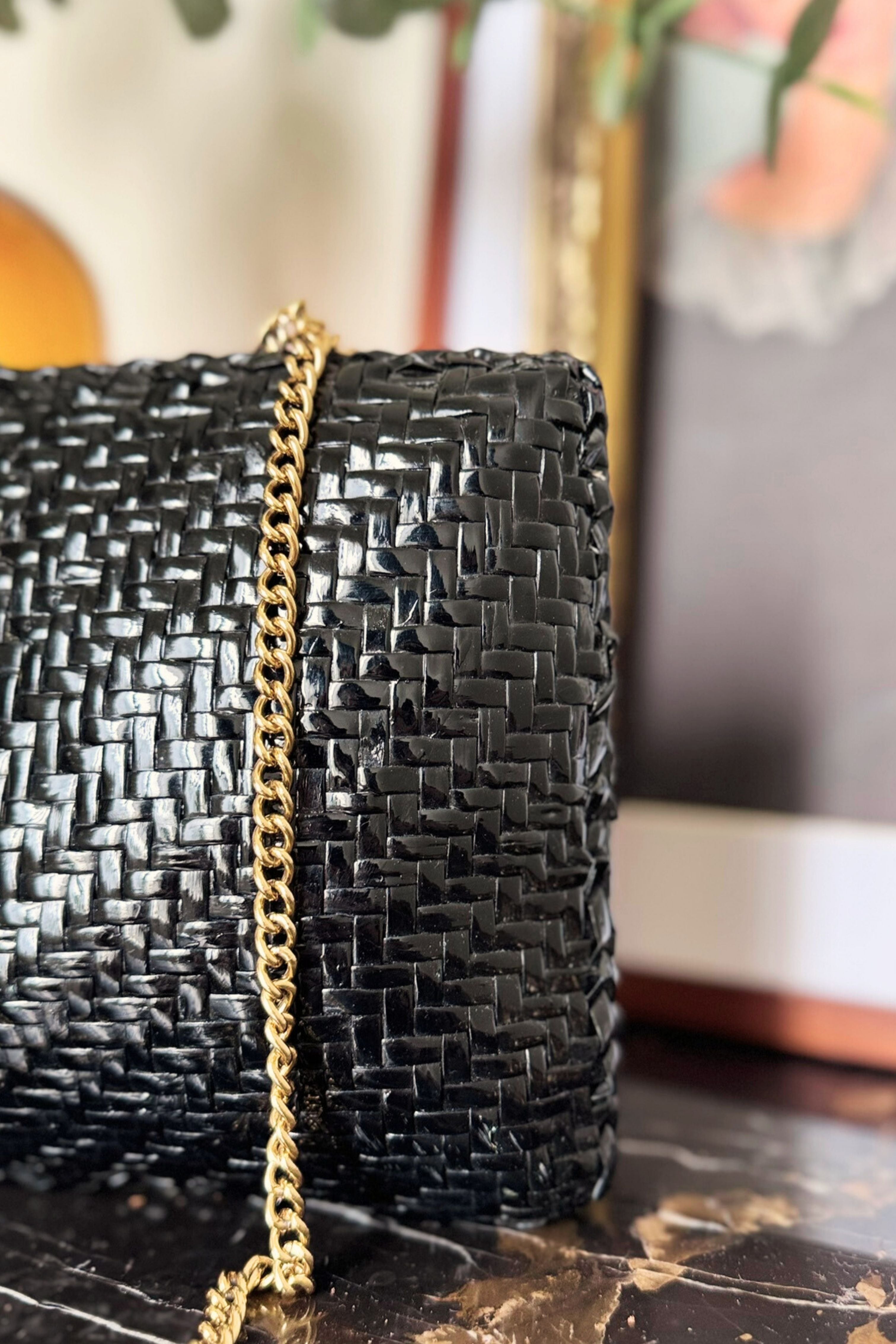 Brown Glazed Braided Leather Handbag
