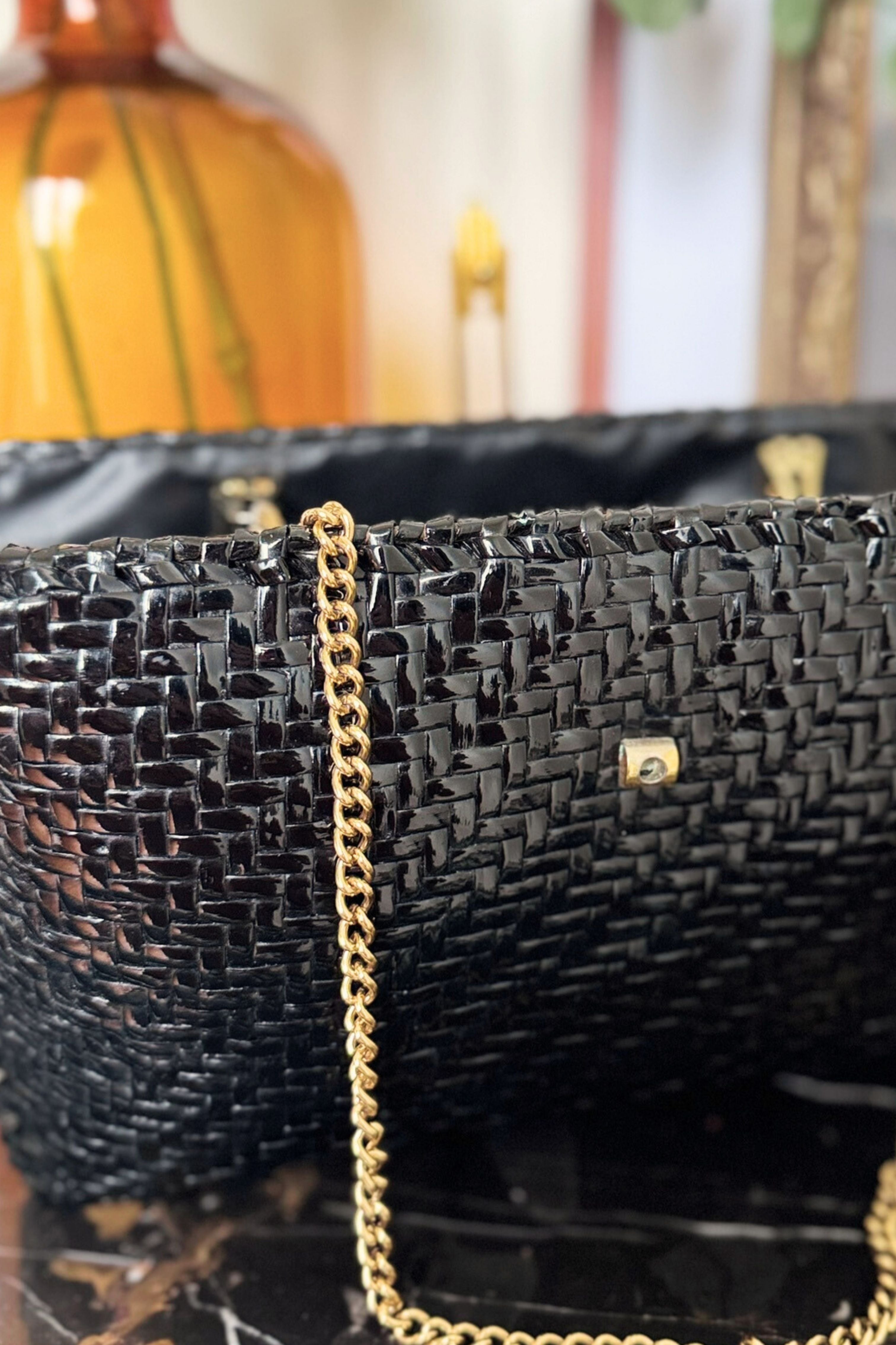 Brown Glazed Braided Leather Handbag