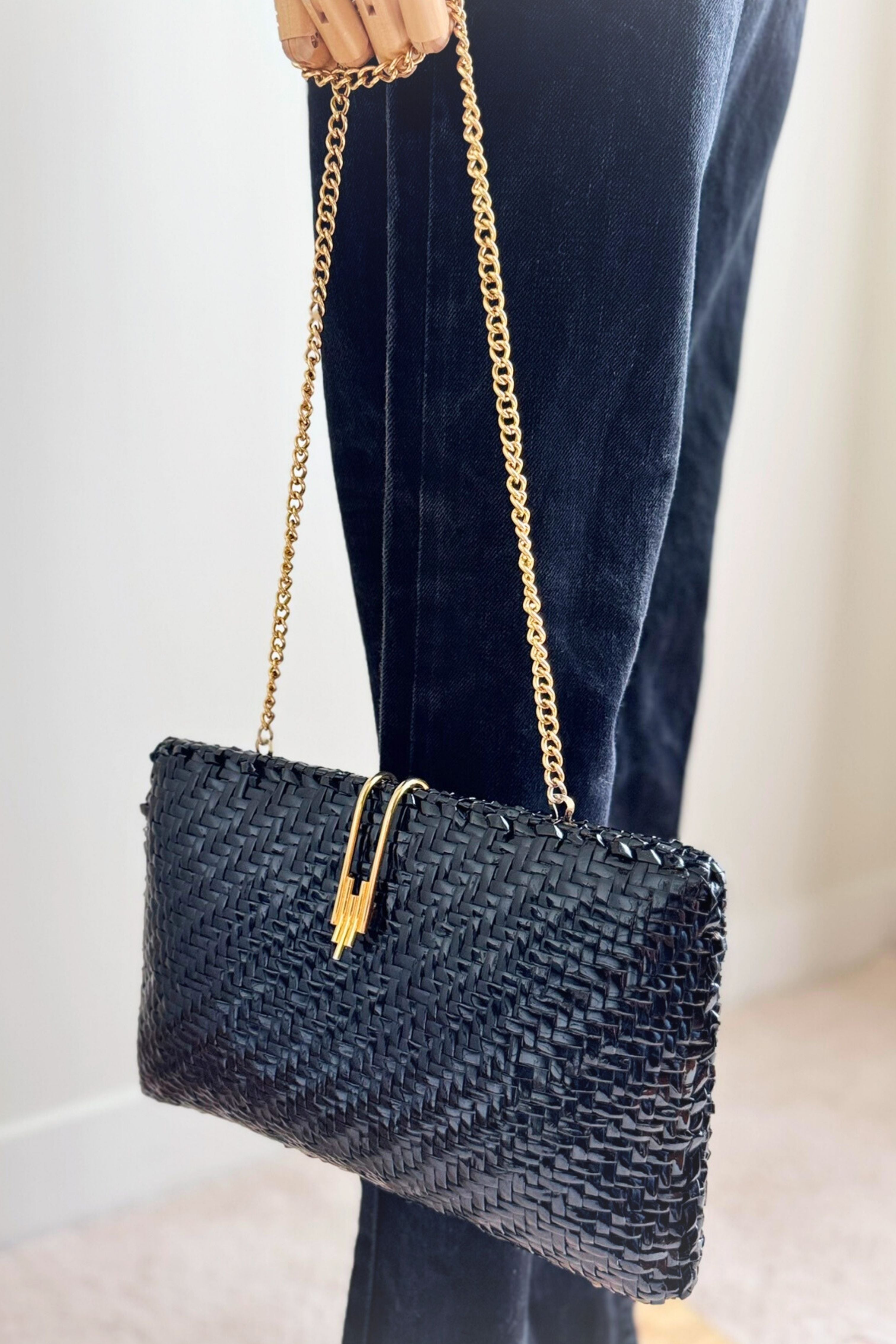 Brown Glazed Braided Leather Handbag