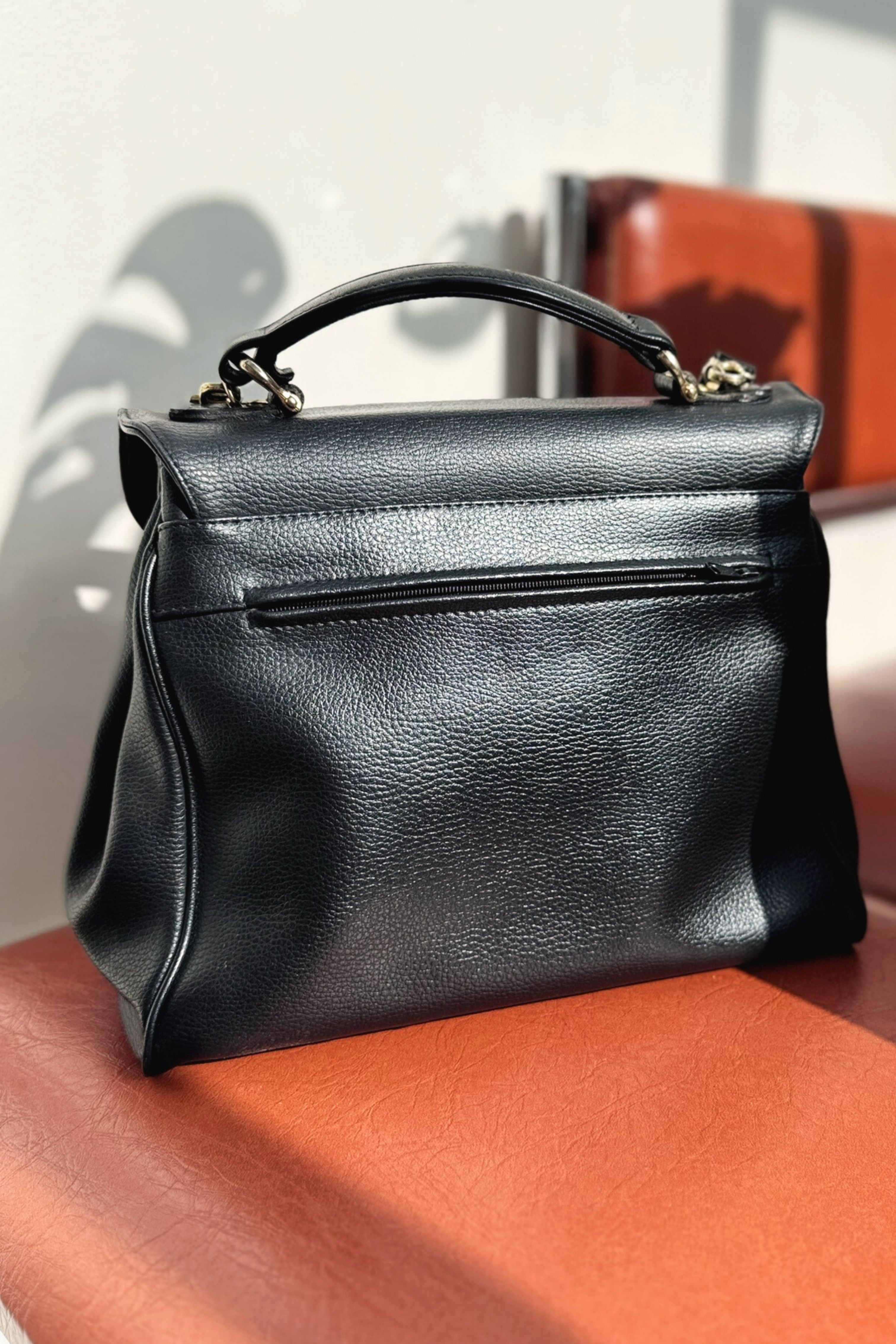 Sac à main Texier en cuir noir