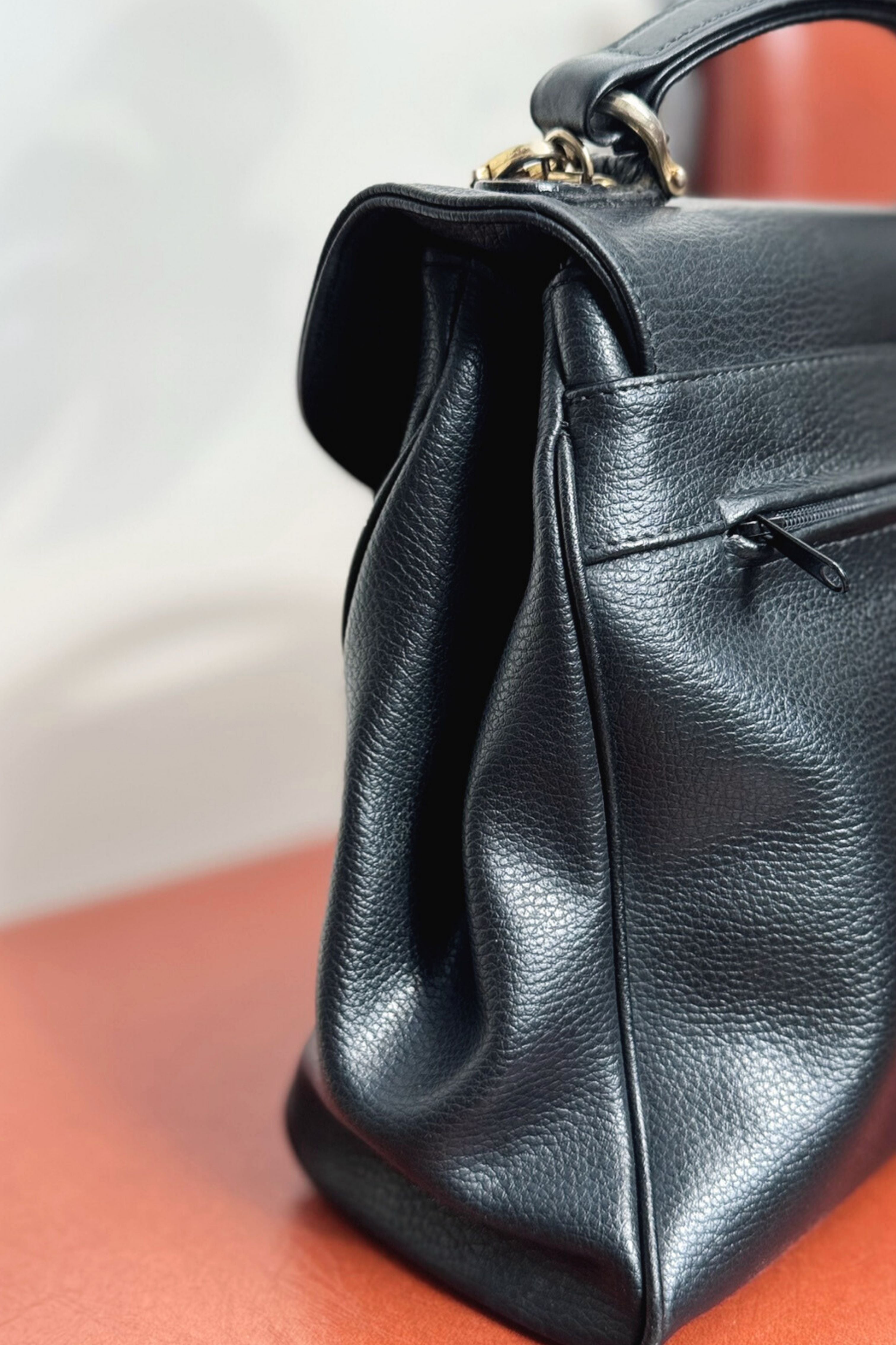 Sac à main Texier en cuir noir