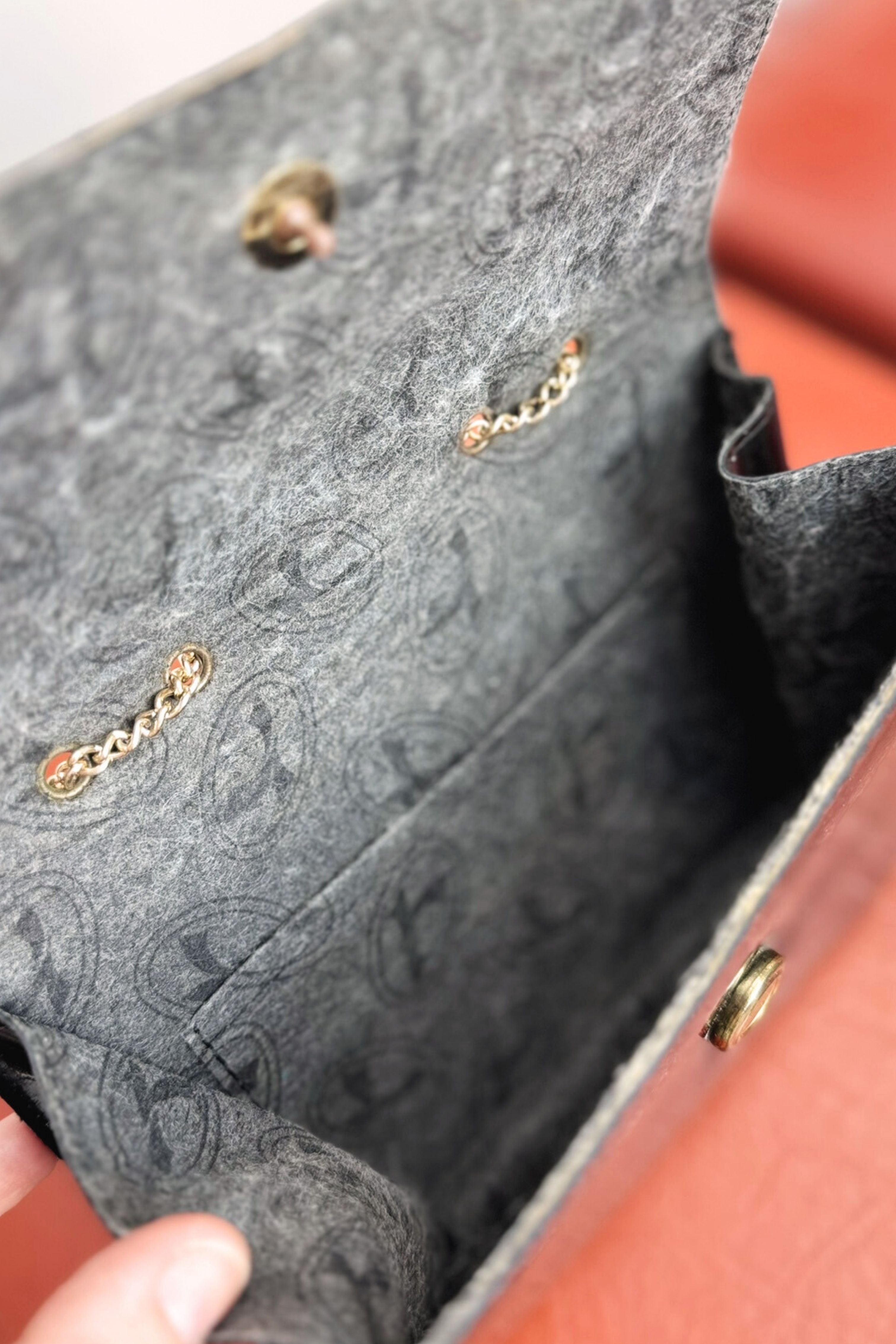 Black leather handbag