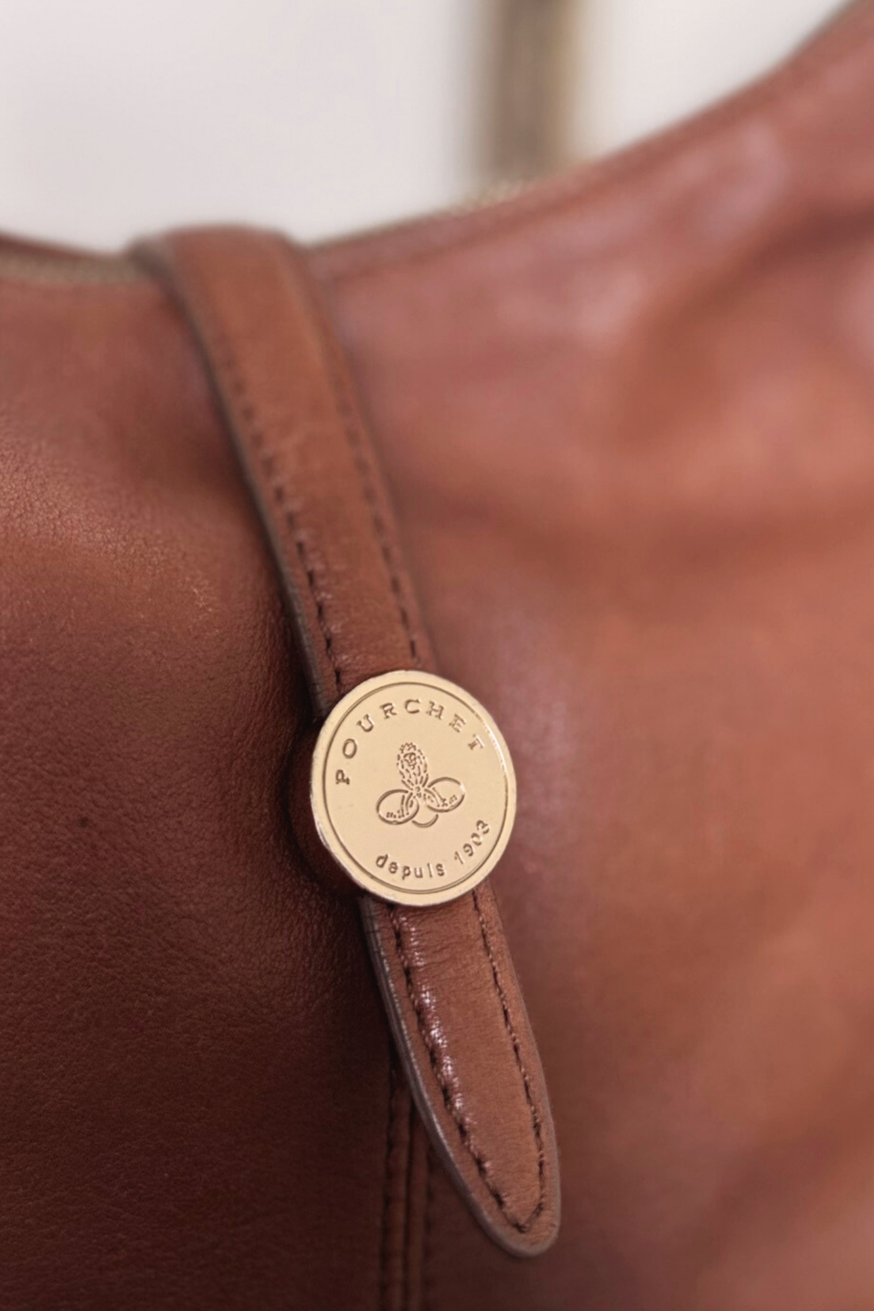 Brown crocodile patchwork leather handbag