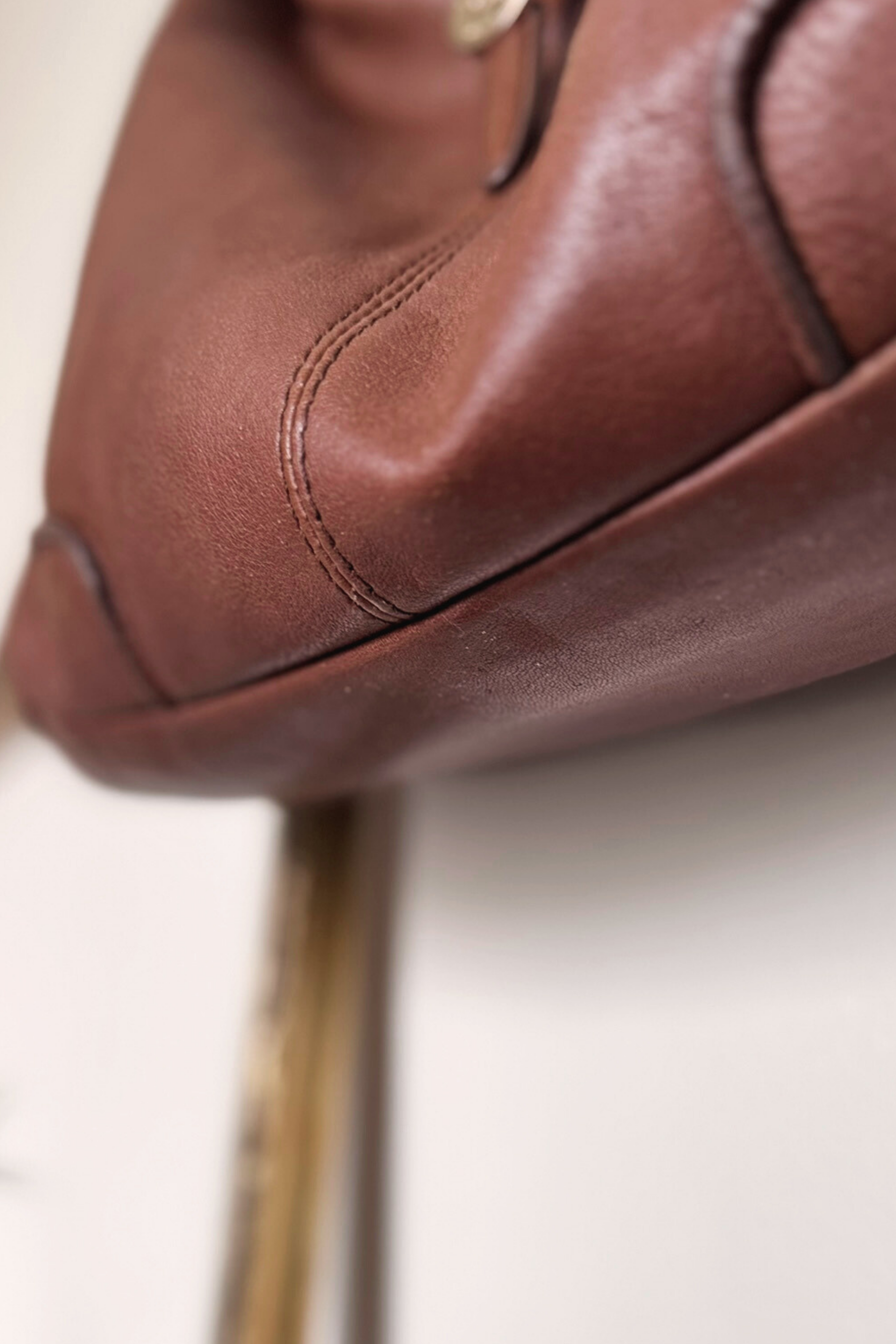 Brown crocodile patchwork leather handbag