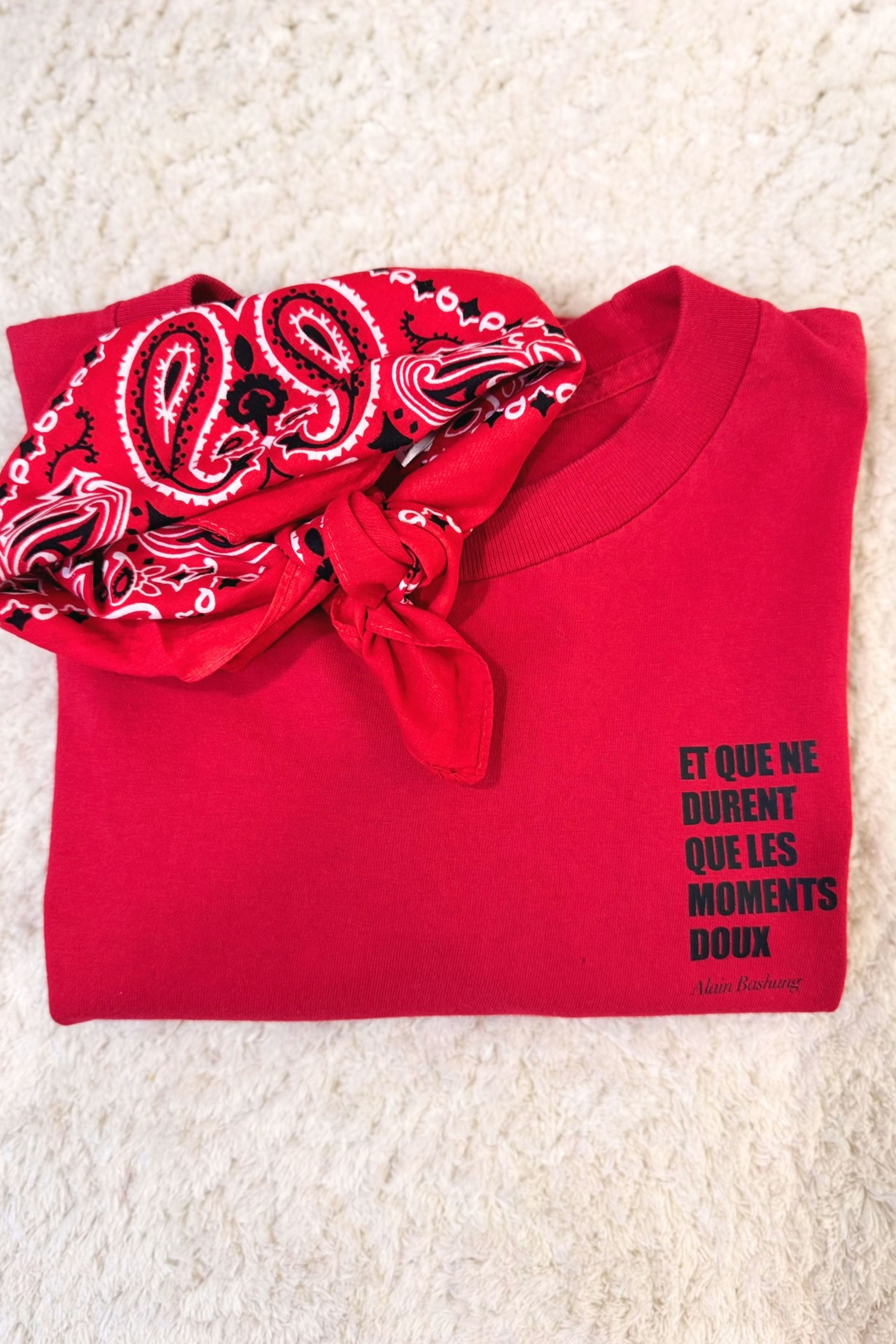 T-shirt upcyclé en coton rouge - Le Bashung