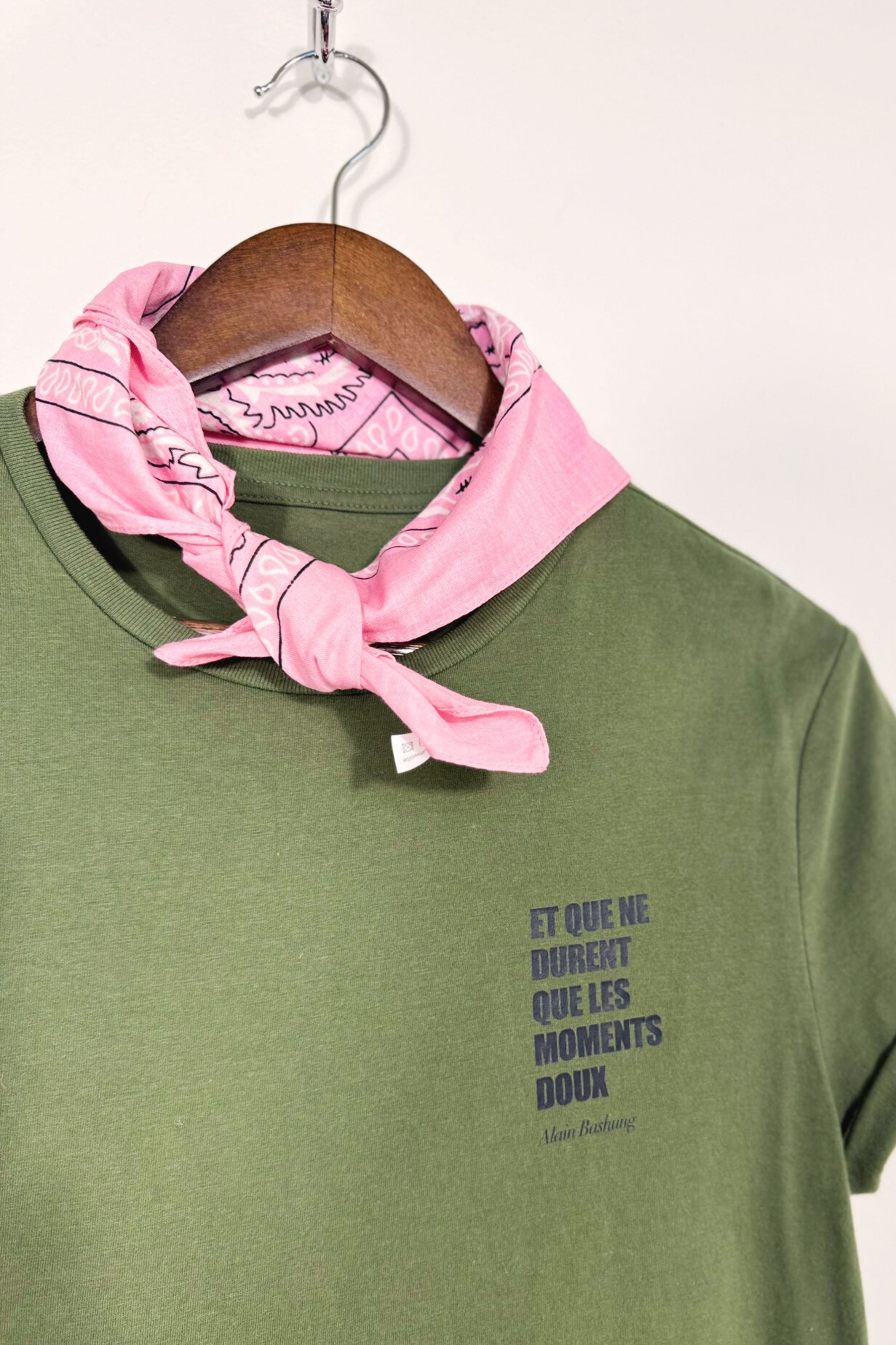 T-shirt upcyclé en coton kaki - Le Bashung