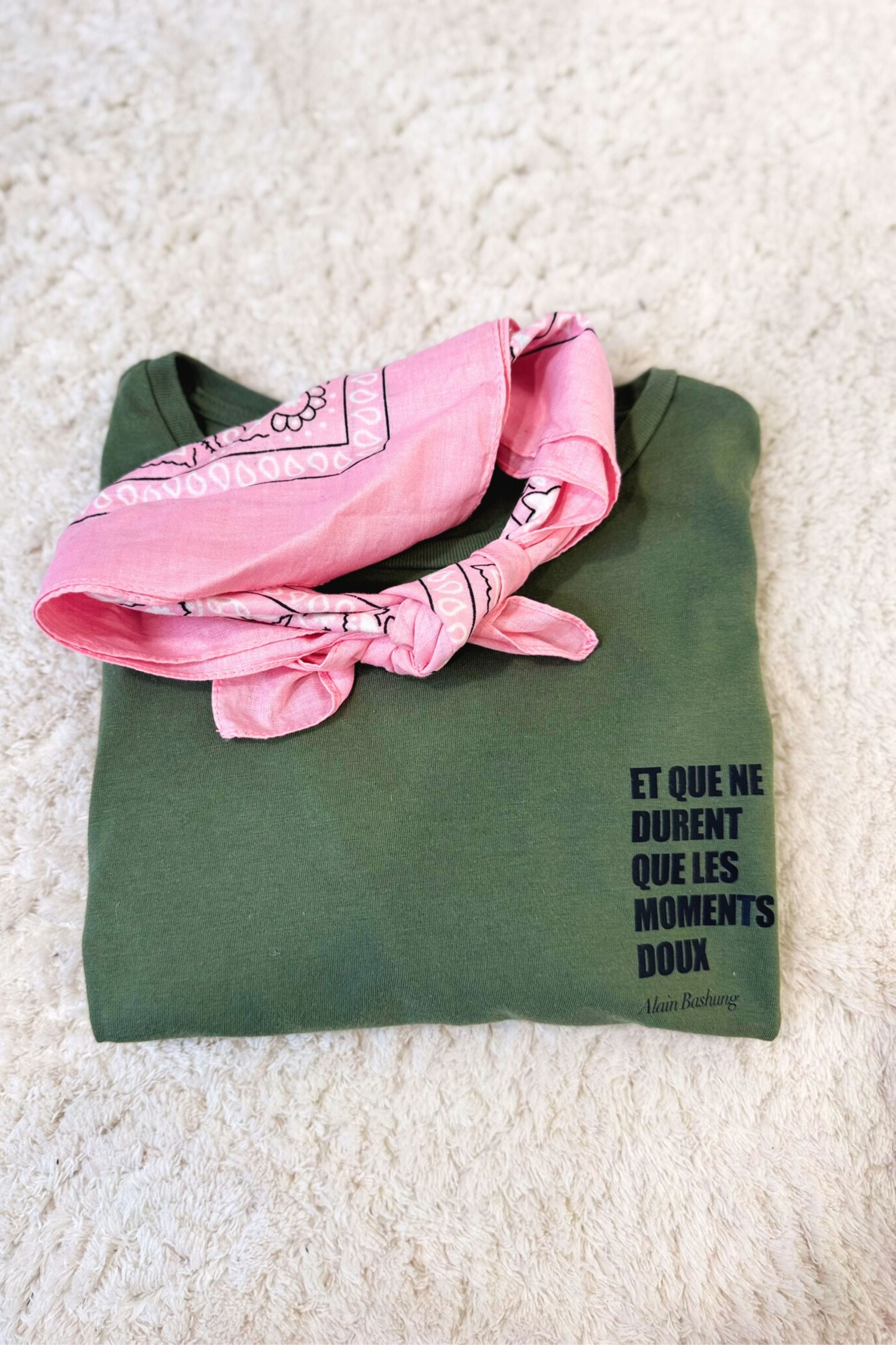 T-shirt upcyclé en coton kaki - Le Bashung