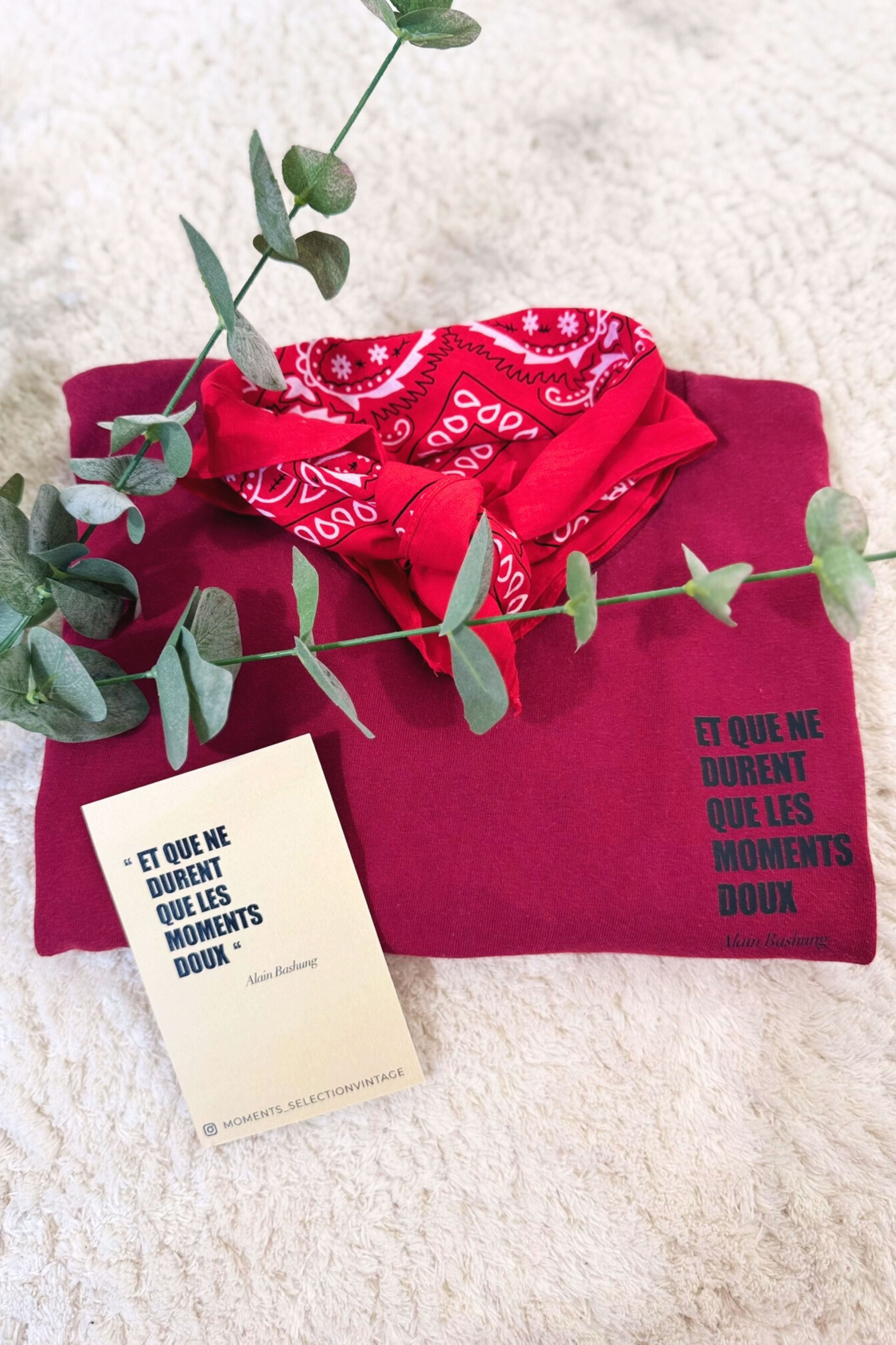 T-shirt upcyclé en coton bordeaux - Le Bashung