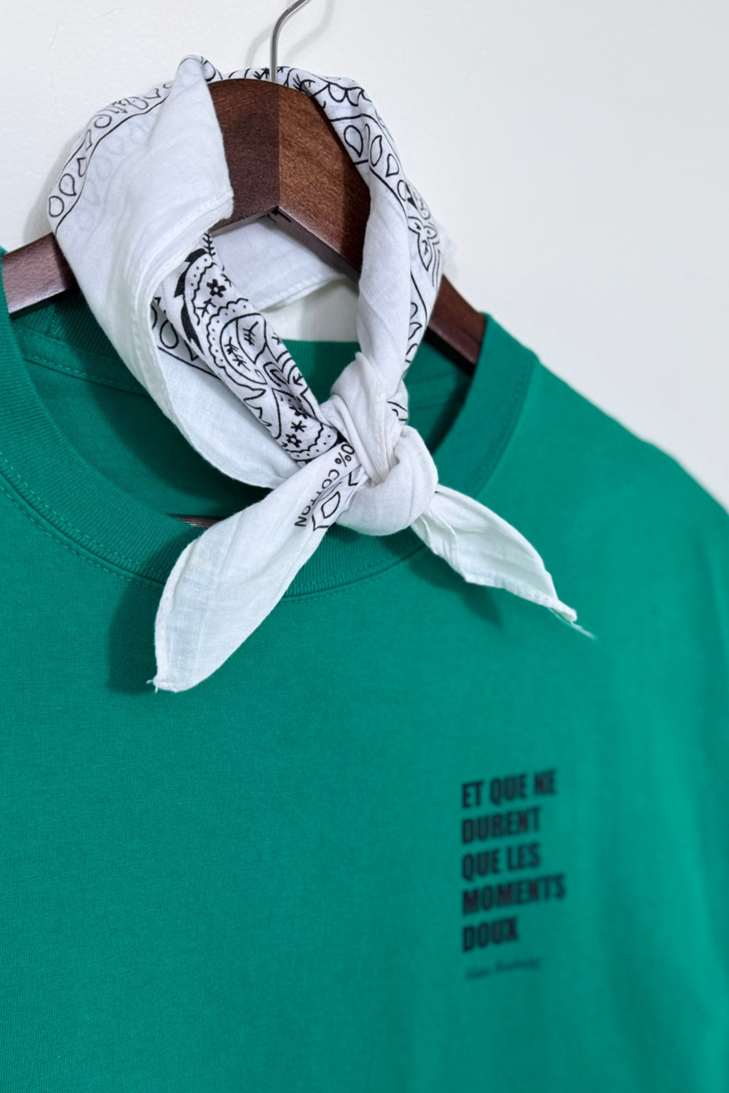 T-shirt upcyclé en coton vert gazon - Le Bashung