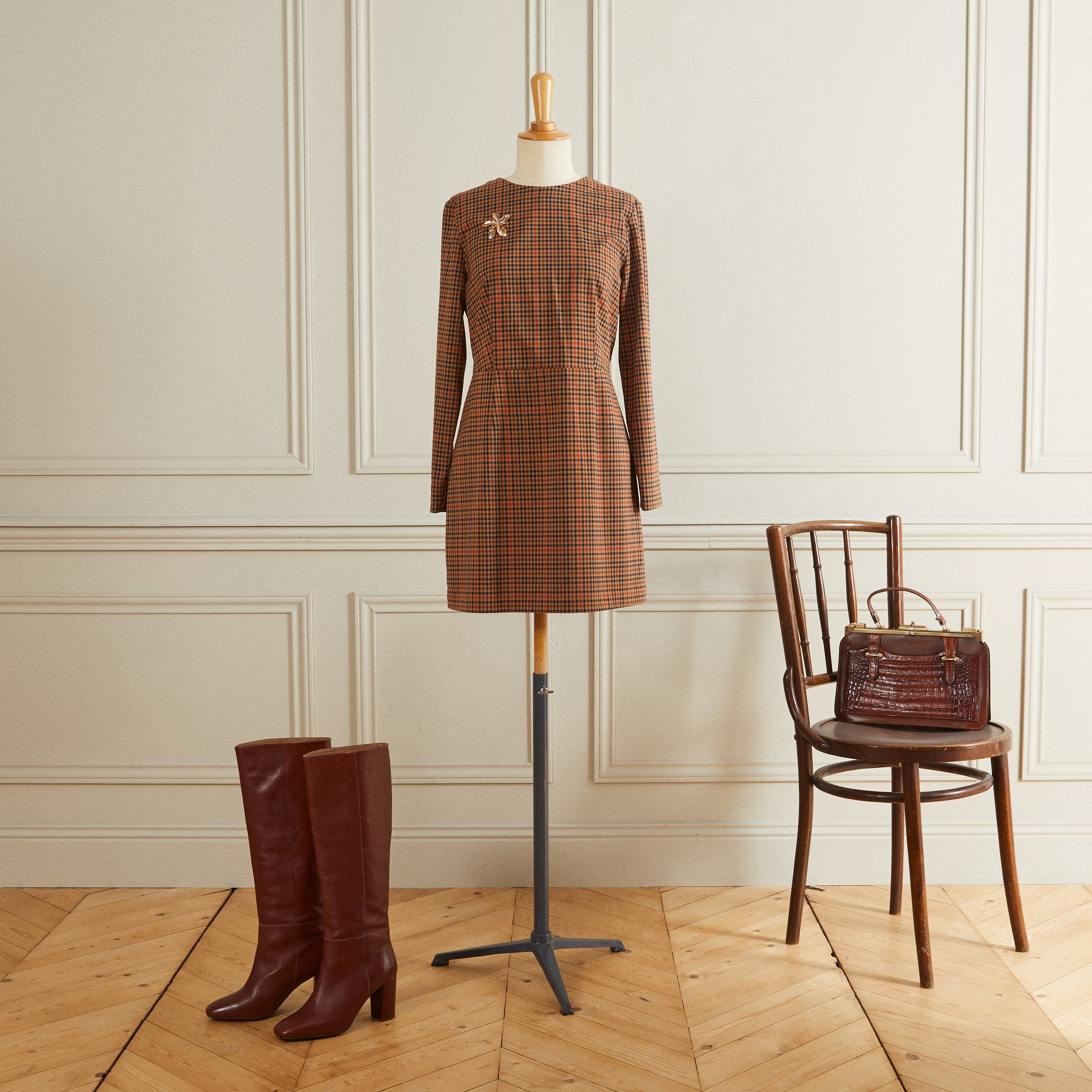 Sac à main cuir croco marron