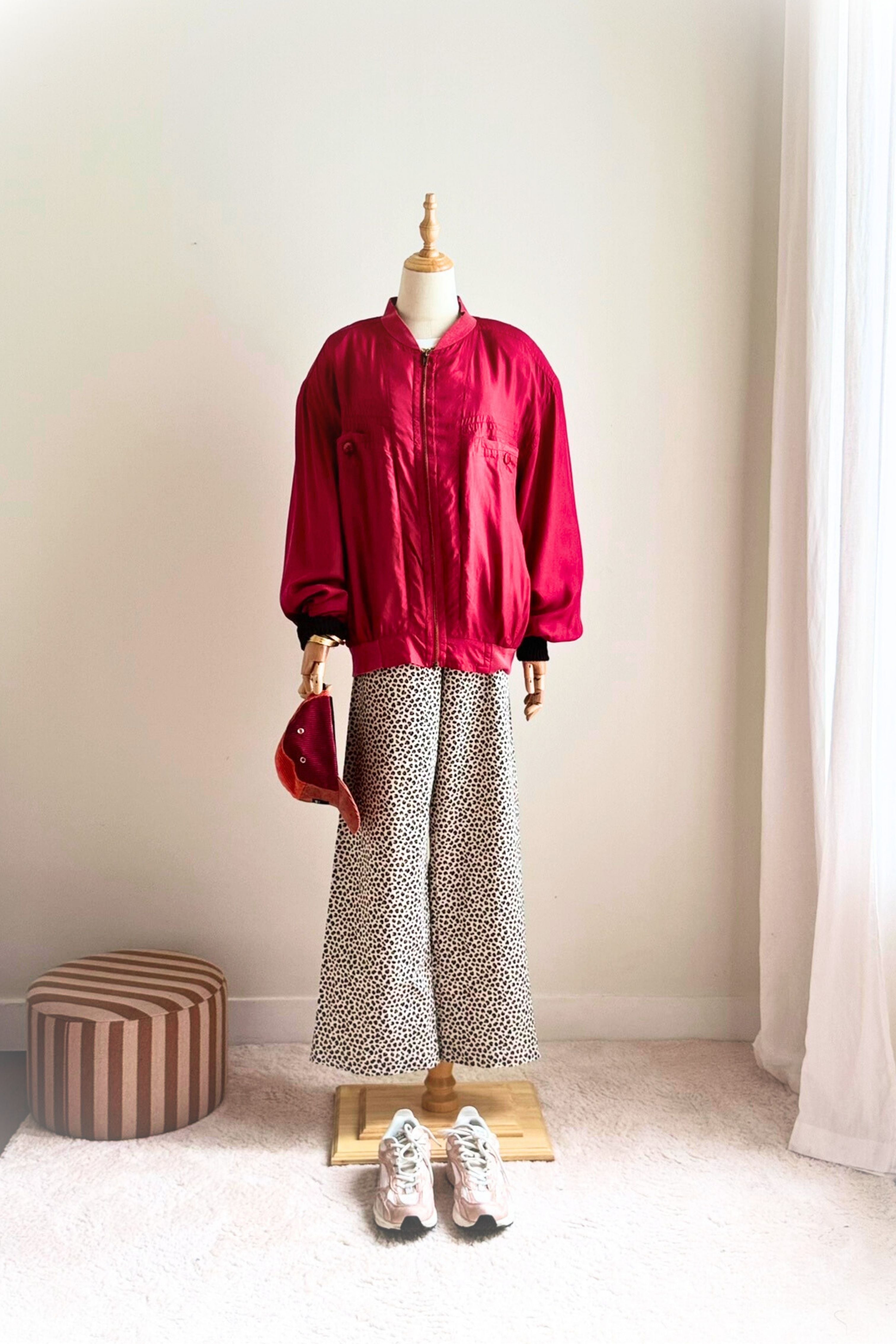 Pink silk bomber jacket