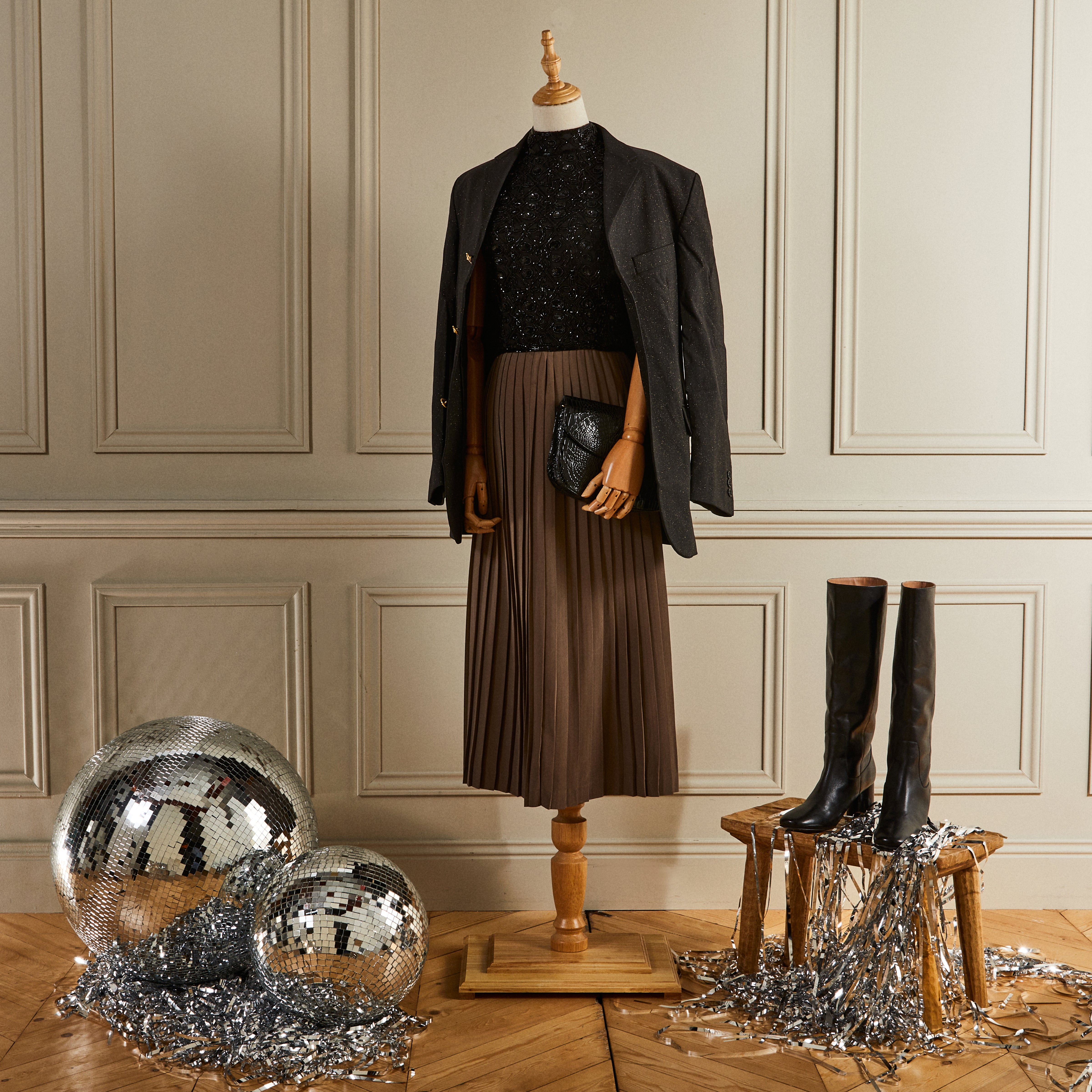 Veste de tailleur à paillettes noire
