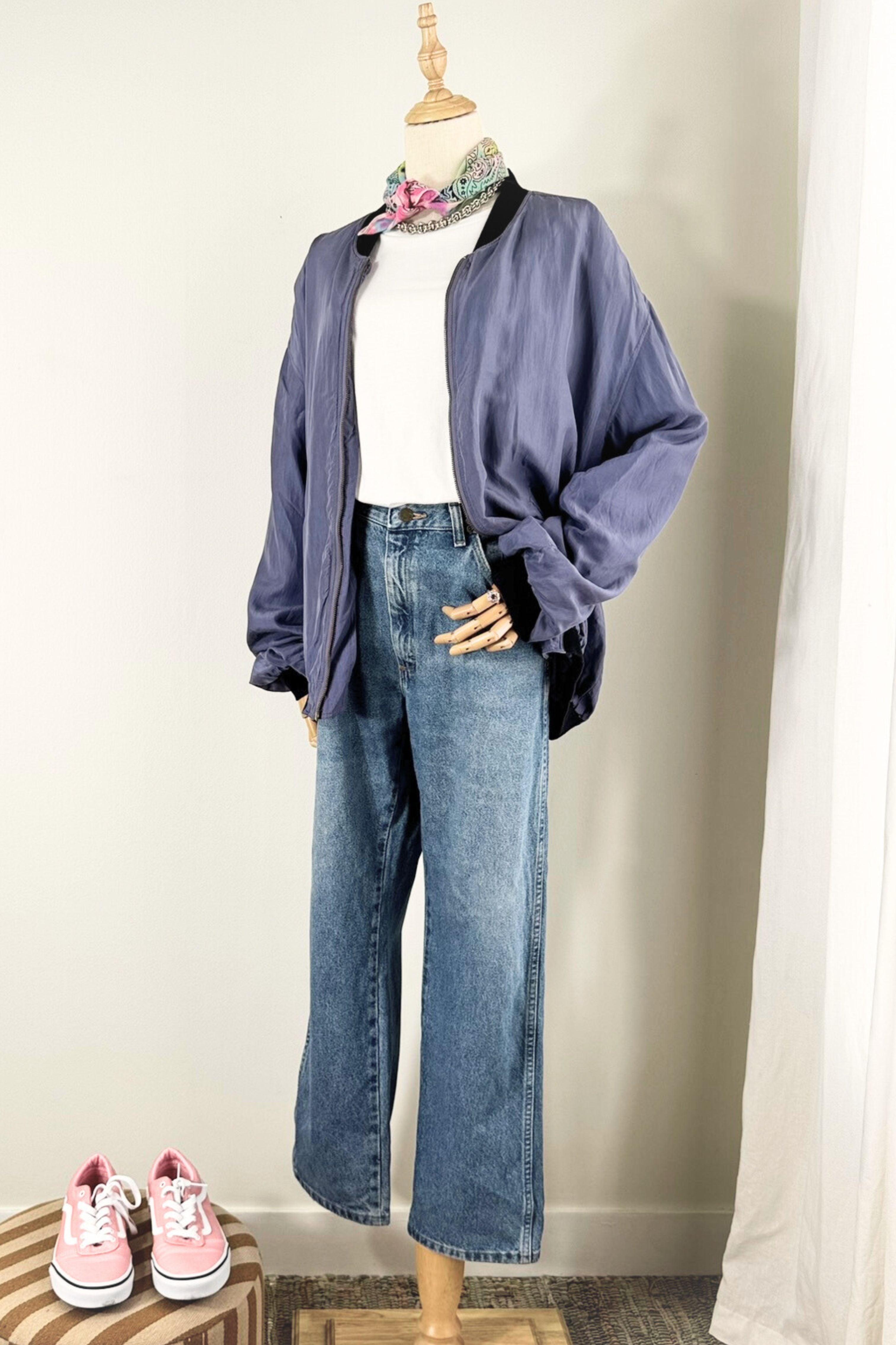 Pink silk bomber jacket