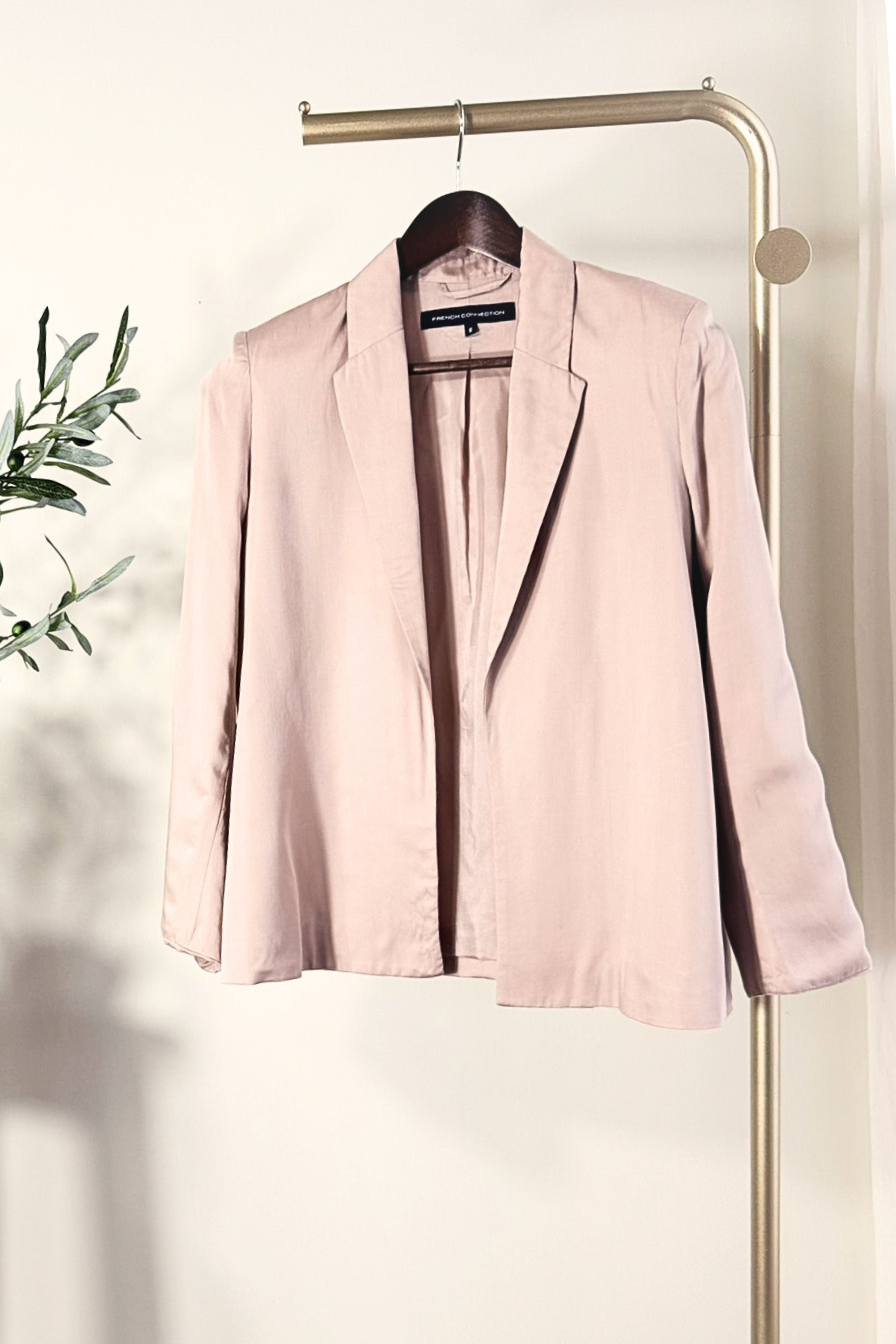 Veste en soie structurée vieux rose